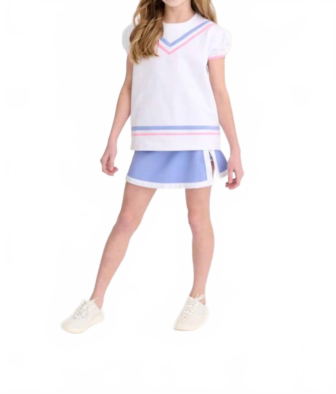 Short Puff Sleeve Cassidy Comfy Crewneck Shirt In Worth Avenue White