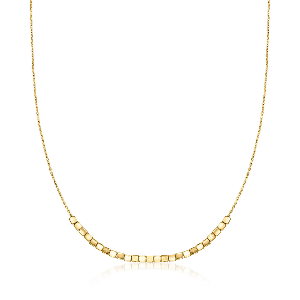 RS Pure by Ross-Simons Italian 18kt Gold Over Sterling Square Bead Necklace