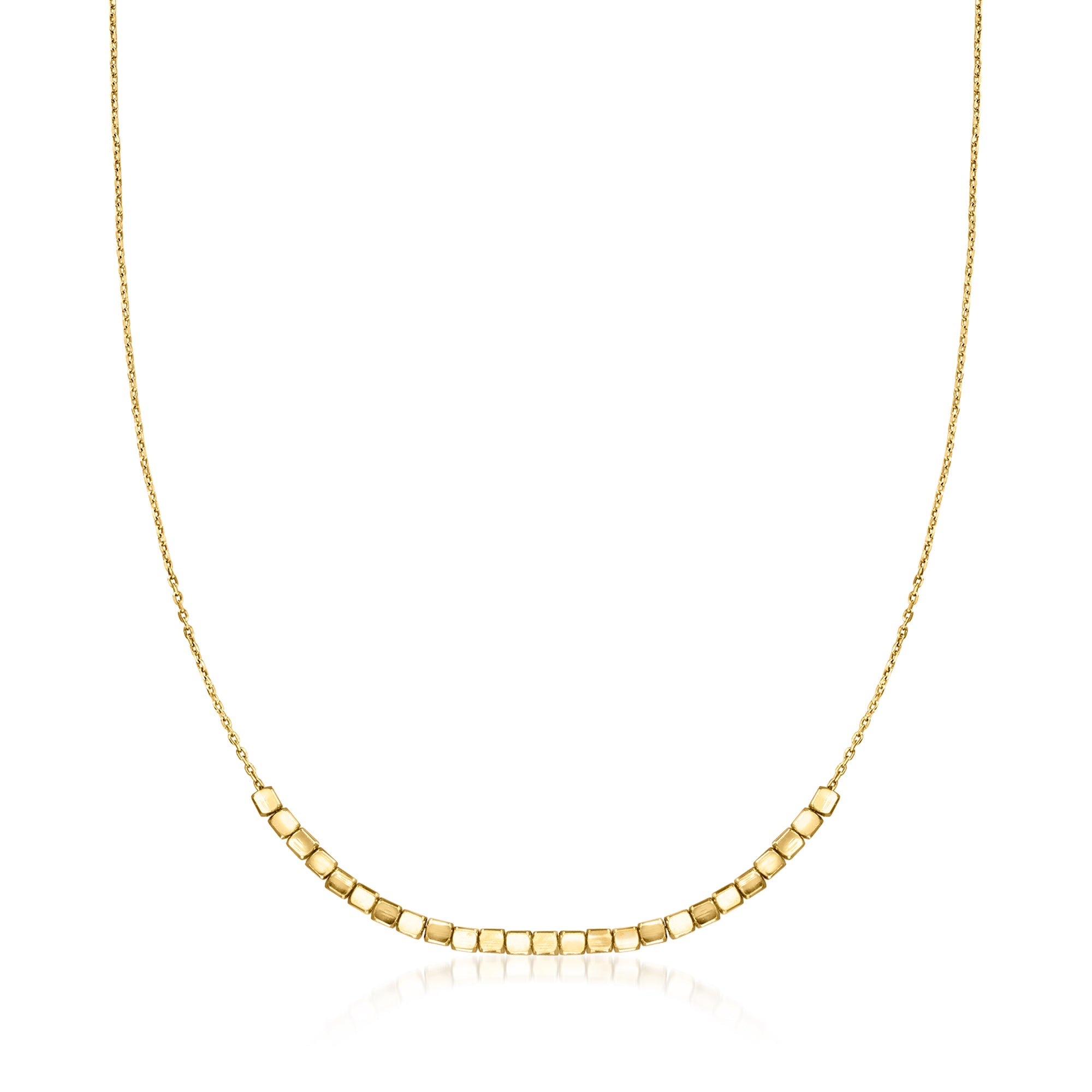 RS Pure by Ross-Simons Italian 18kt Gold Over Sterling Square Bead Necklace