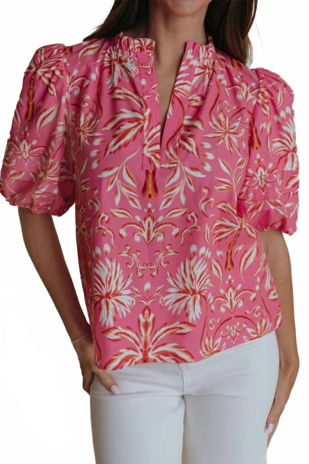 Alix Blouse In Pink Palm