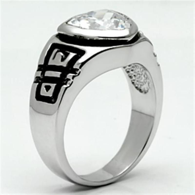 Rhodium Brass Ring with AAA Grade CZ in Clear