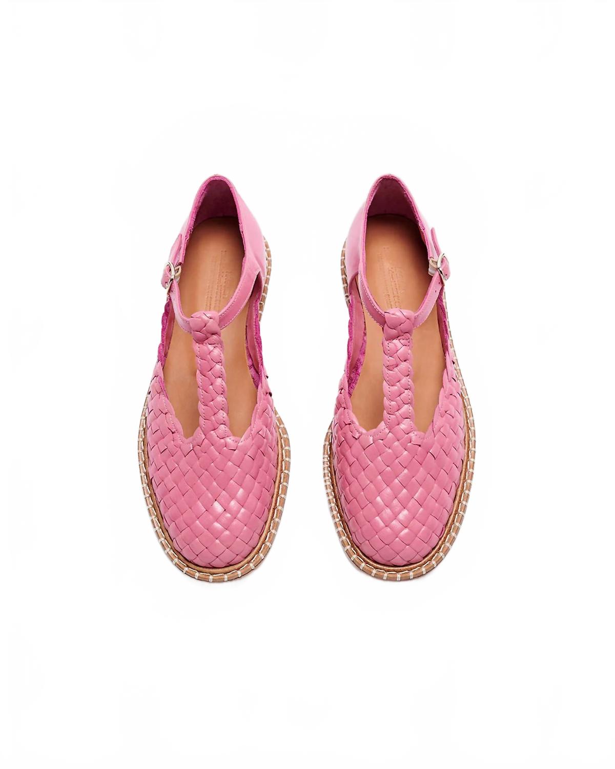 Women's Fragaria Woven T-Strap Shoes In Pink