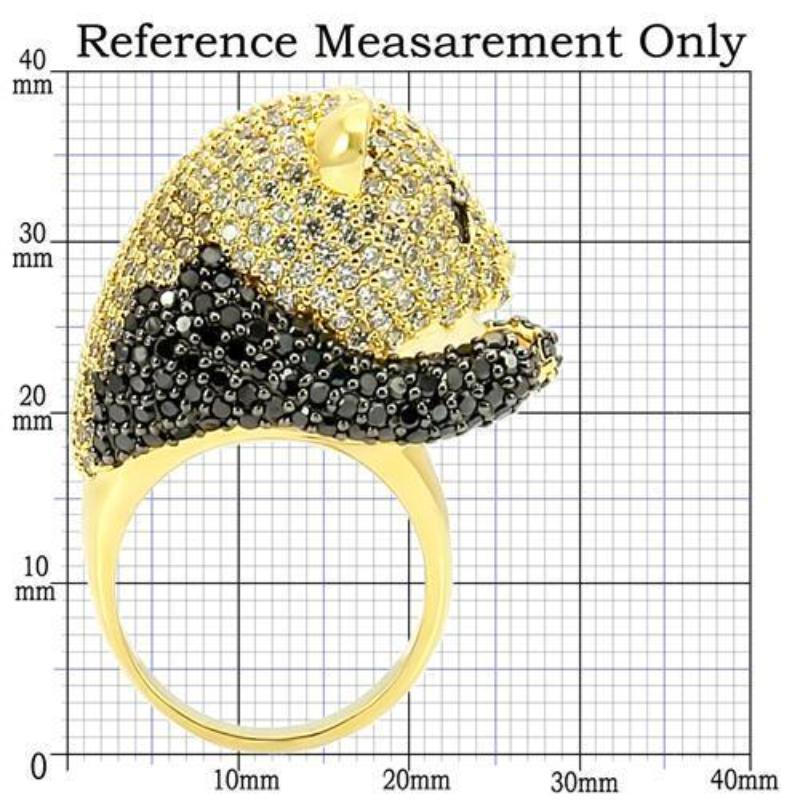 Gold+Ruthenium Brass Ring with AAA Grade CZ in Jet