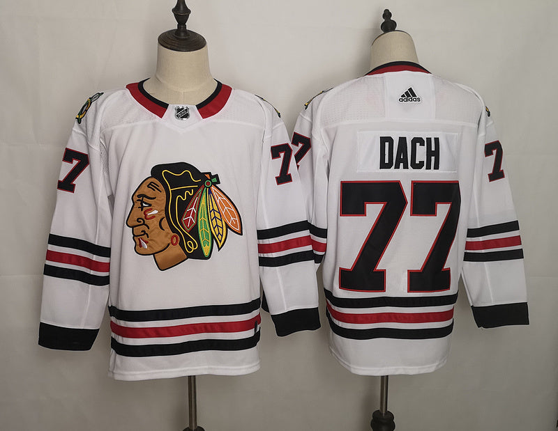 Men's Chicago Blackhawks Kirby Dach #77 White Breakaway Player jersey