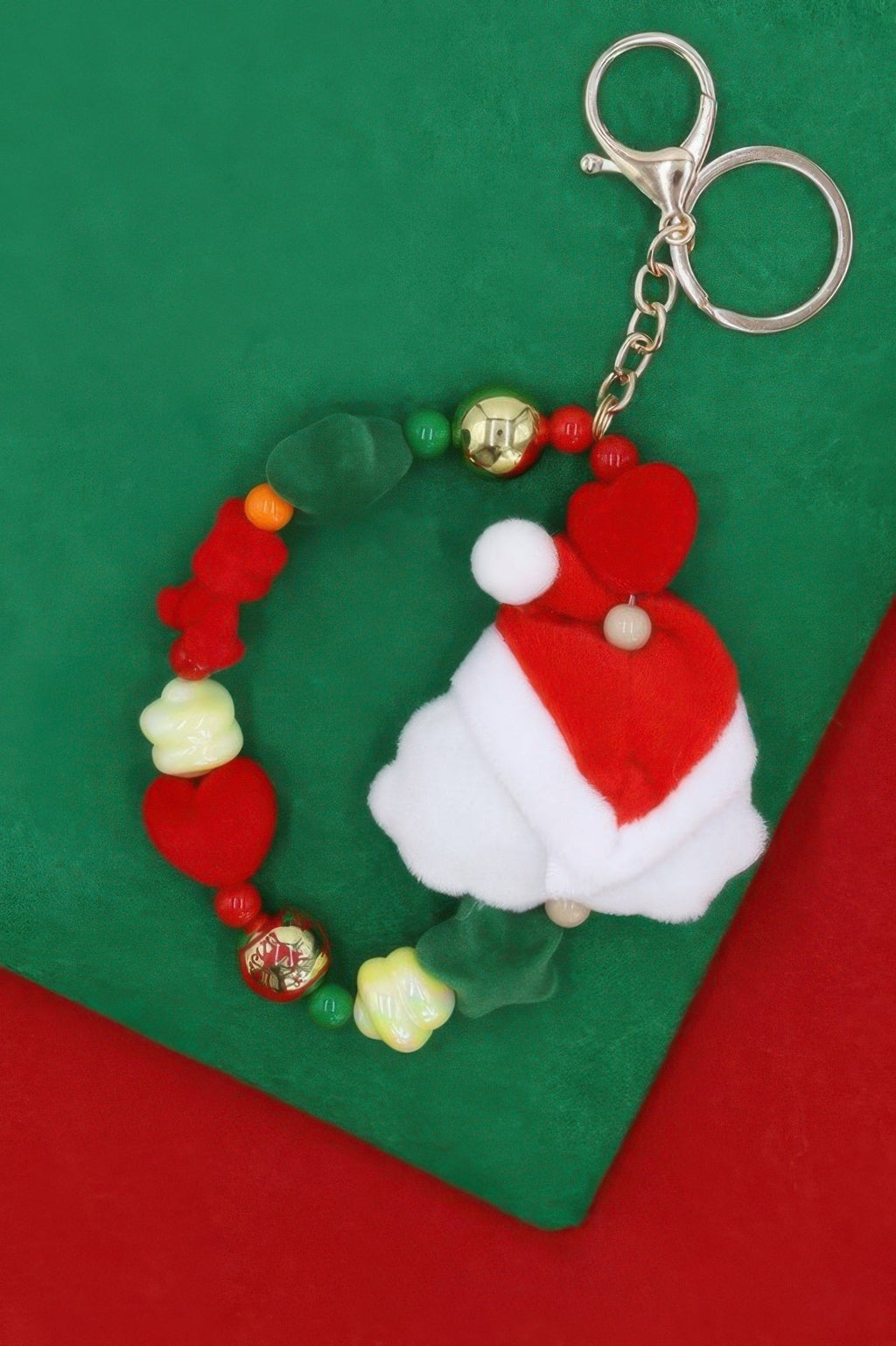 Christmas Santa Charm Ribbon Keychain