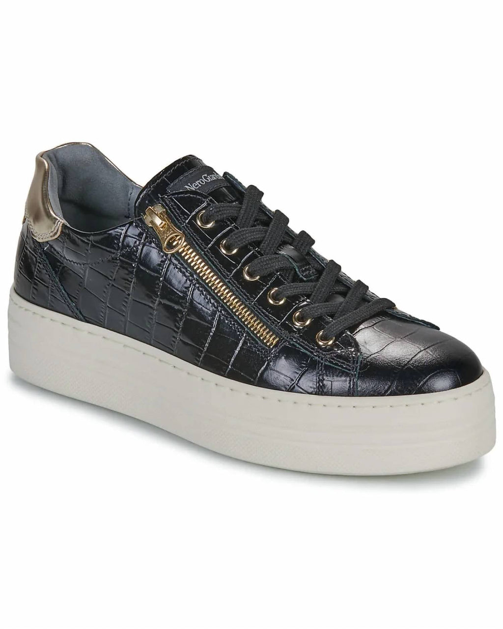 Women's Zeus Zipper Sneaker In Black Croc