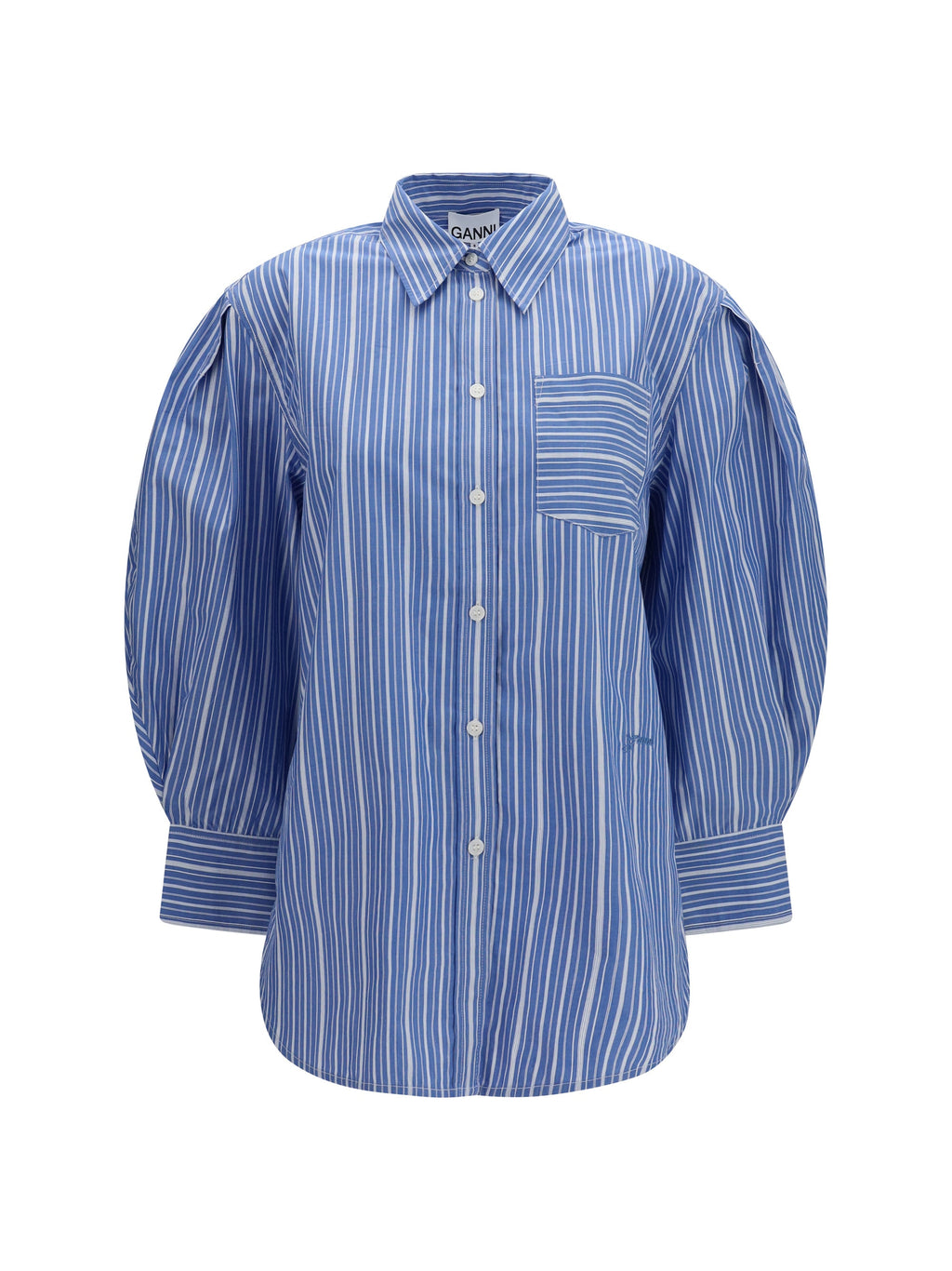 Ganni Women Striped Cotton T-Shirt