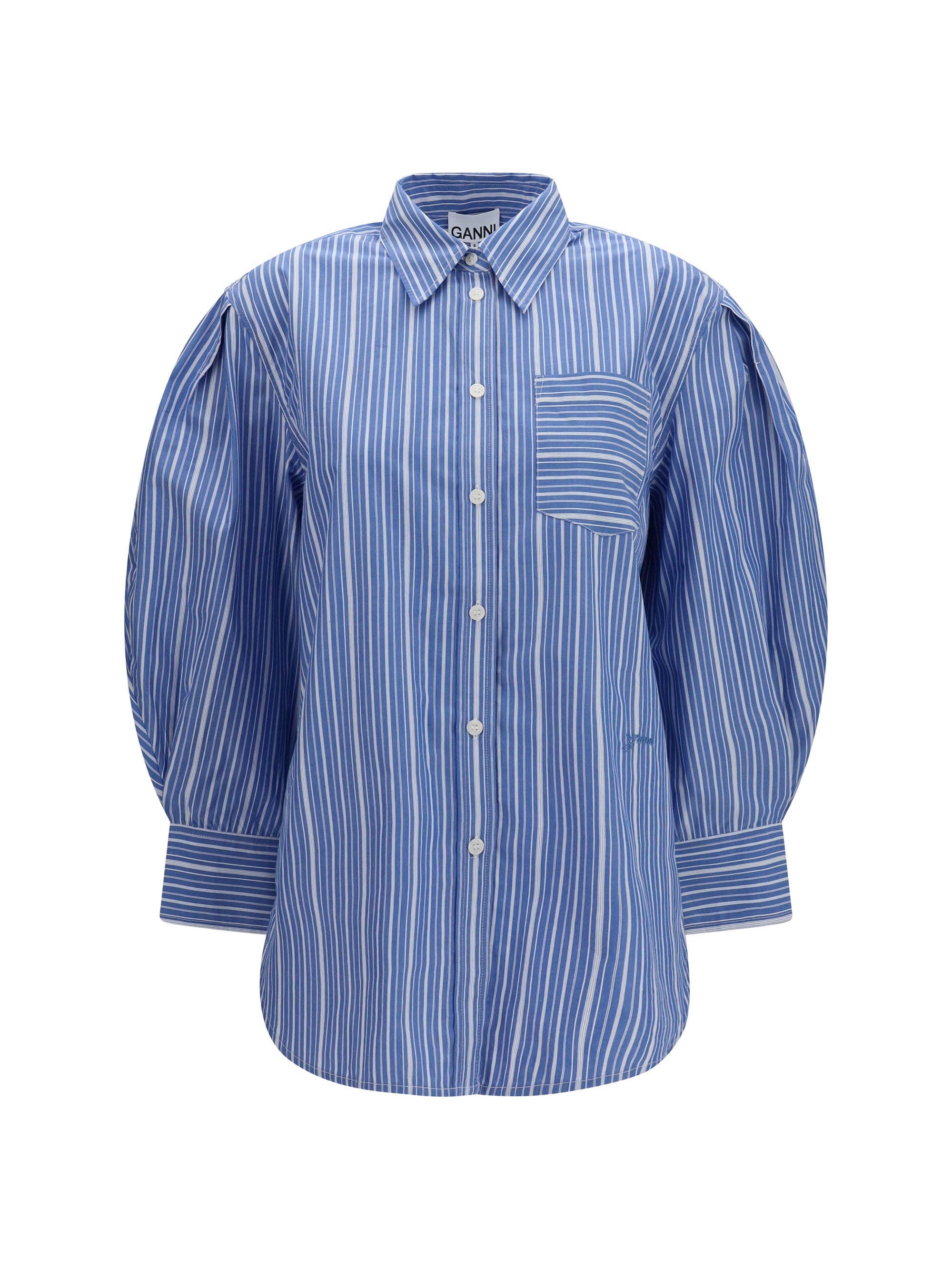 Ganni Women Striped Cotton T-Shirt