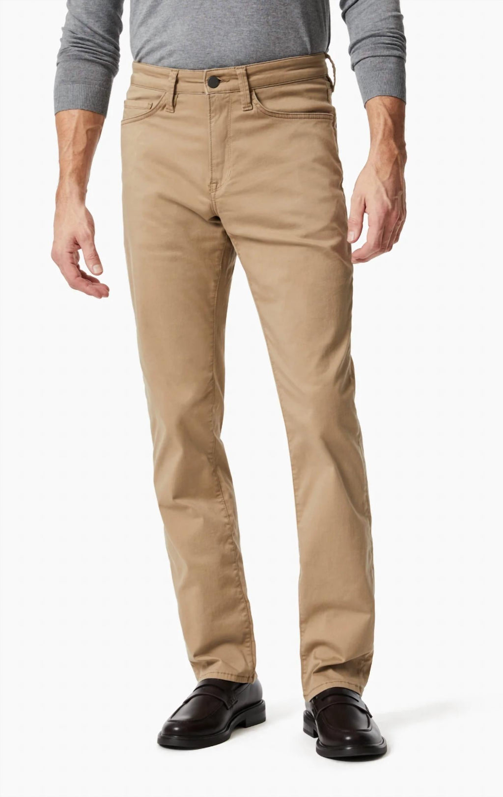 Charisma Relaxed Straight Leg Pants In Khaki Twill