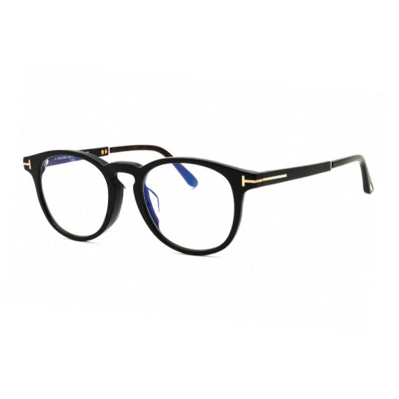 Tom Ford Eyeglasses Round Full Rim, Black Frame And Clear/blue-Light Block Lenses Lens Ft5891-F-B005