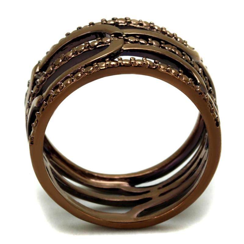 IP Coffee light Brass Ring with AAA Grade CZ in Light Coffee