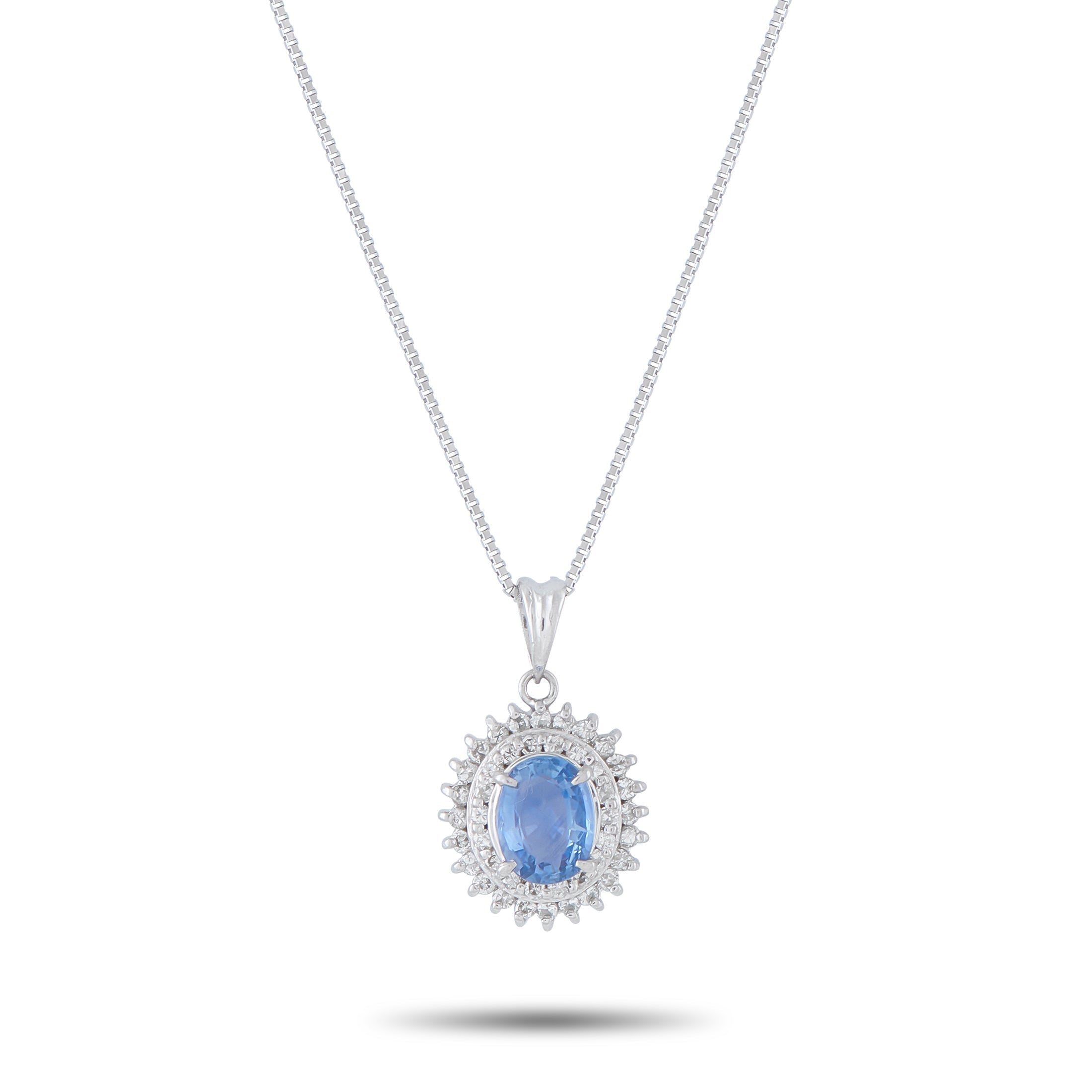 LB Exclusive Platinum 0.33ct Diamond and Sapphire Pendant Necklace MF16-041426