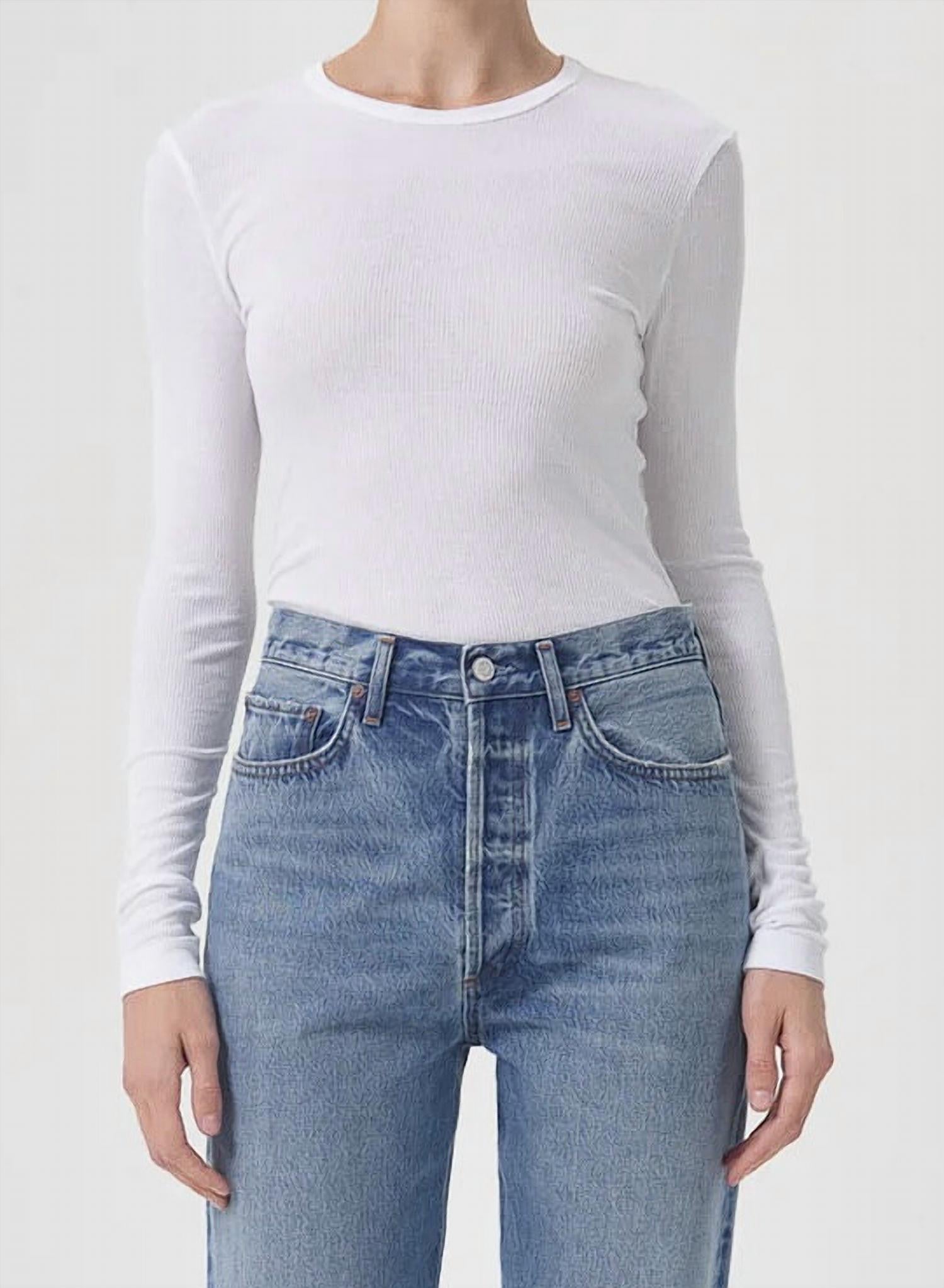 Shona Long Sleeve Tee Top In White