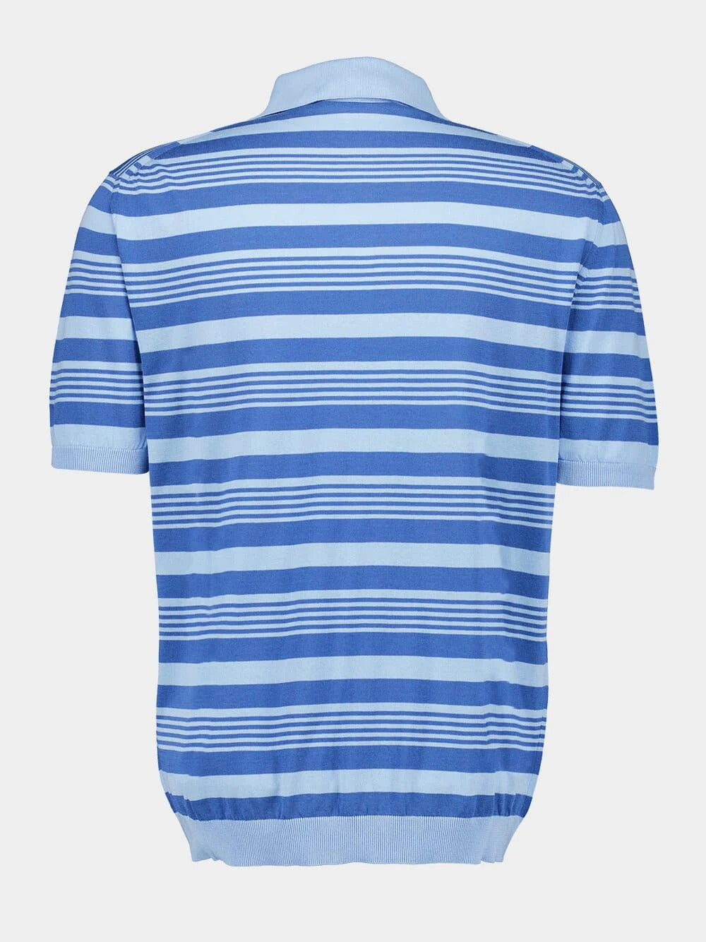 Marni Blue Striped Cotton Short Sleeve Knit Polo Shirt - Blue