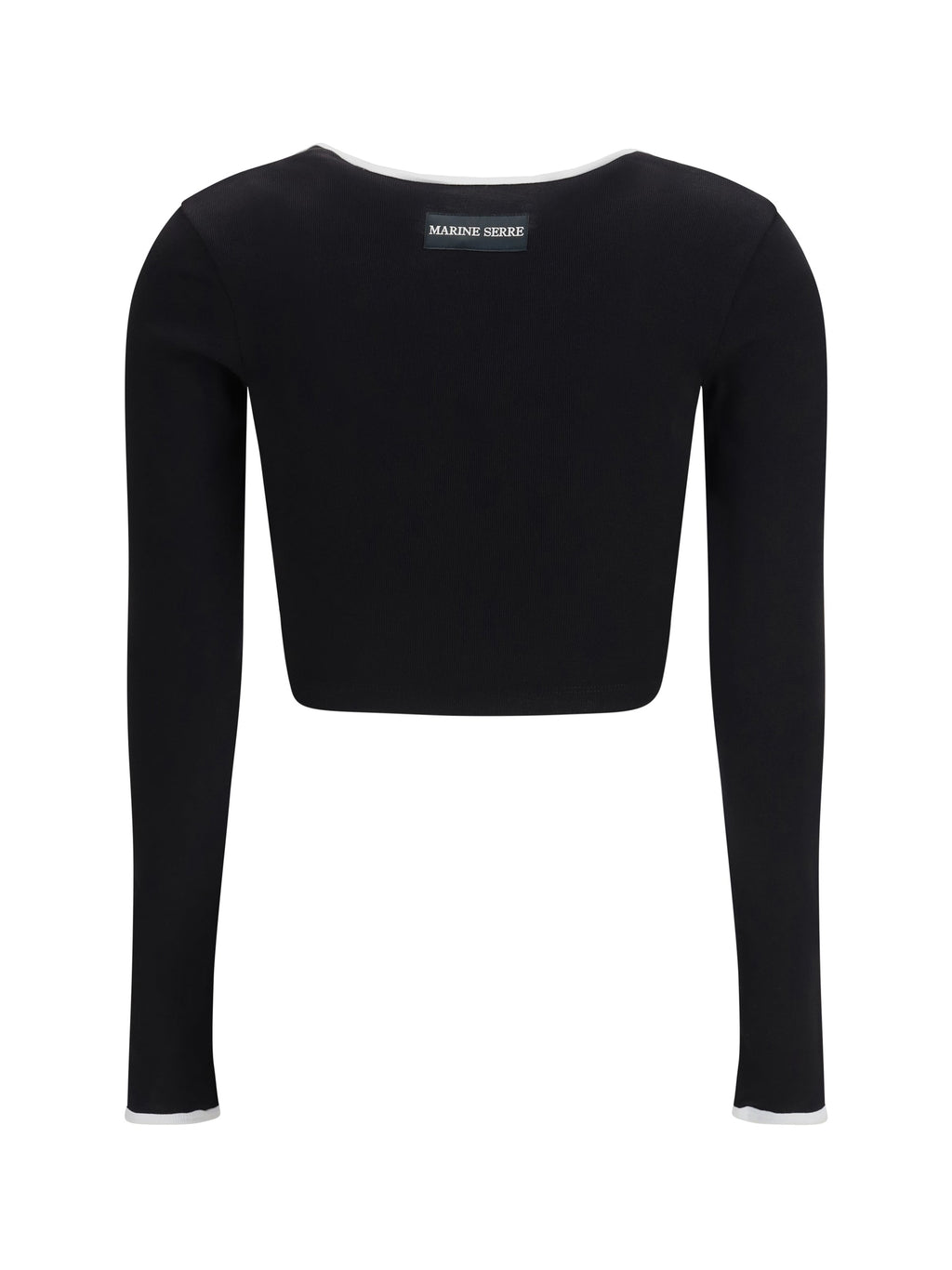 Marine Serre Women Moon Logo Bicolor Jersey Roundneck T-Shirt