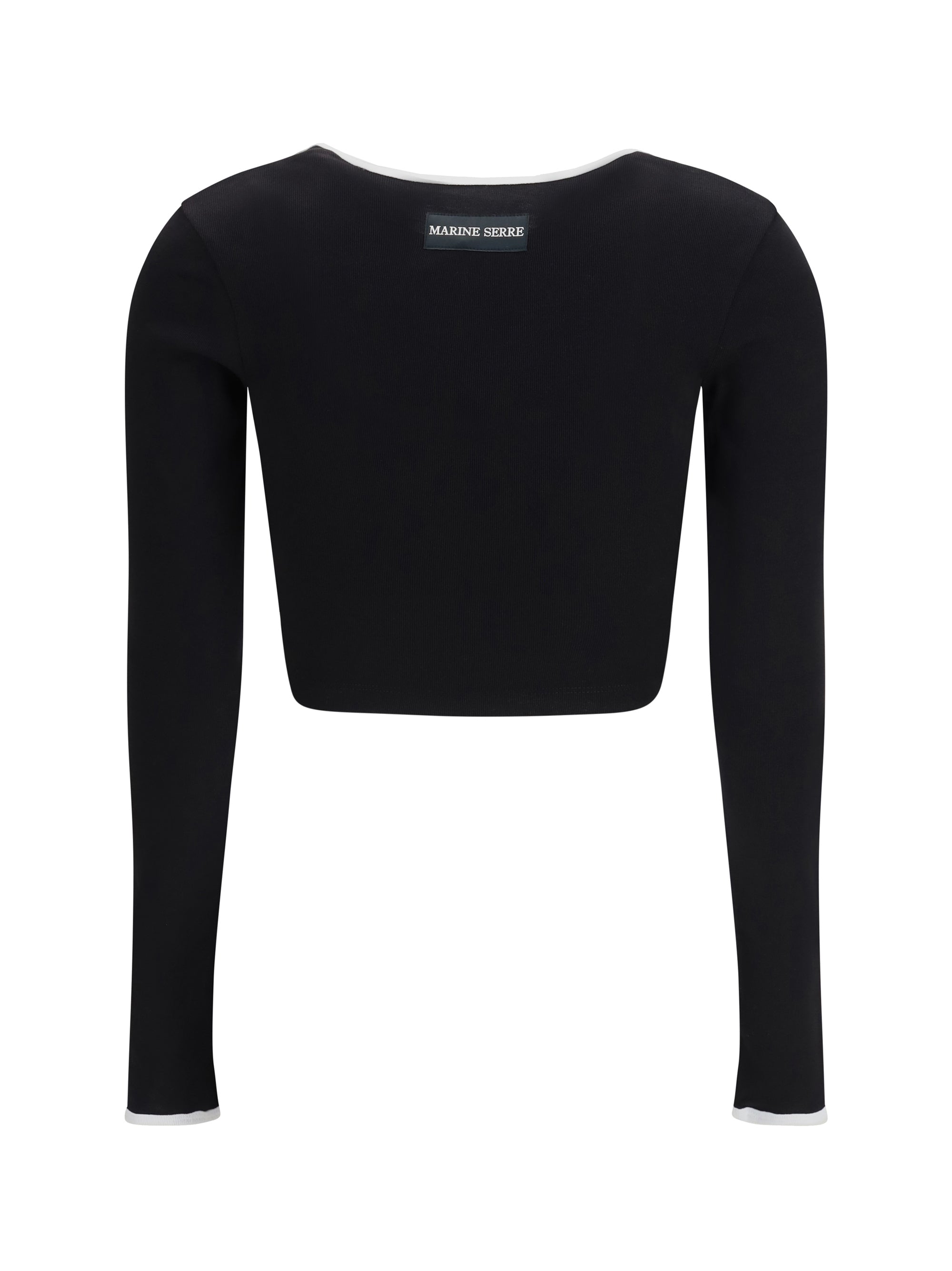 Marine Serre Women Moon Logo Bicolor Jersey Roundneck T-Shirt