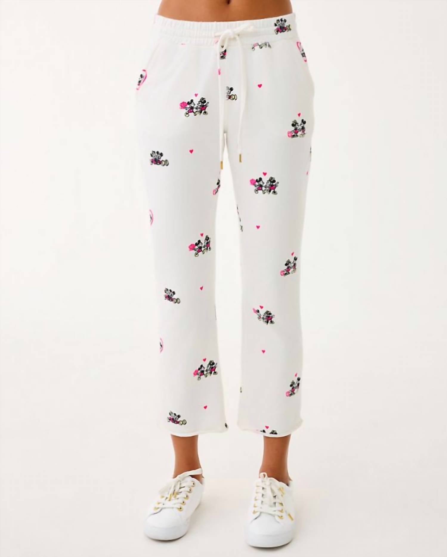Playa Crop Terry Pant In Coconut Disney Half Drop