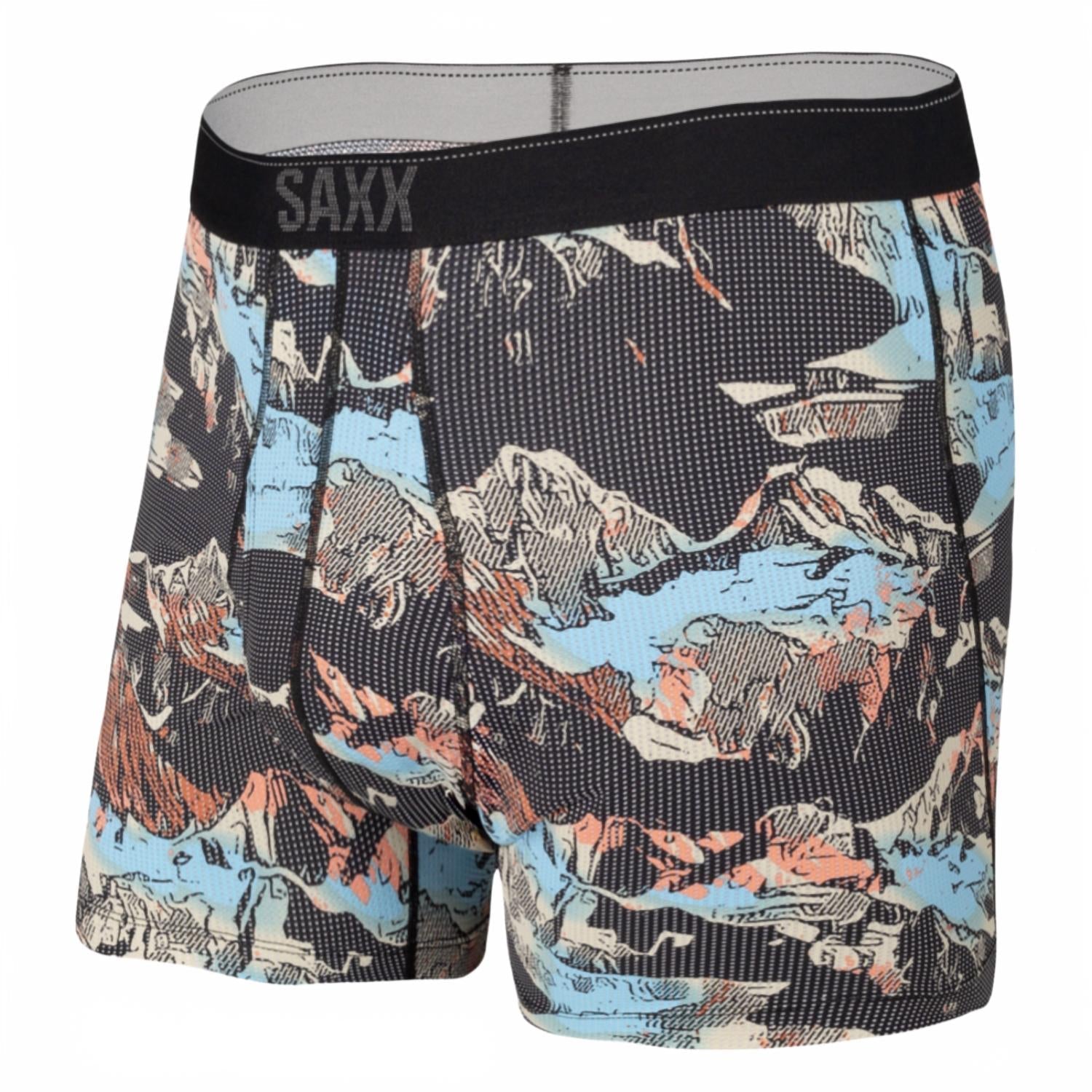 Quest Quick Dry Mesh Boxer Brief In Black Mountainscape