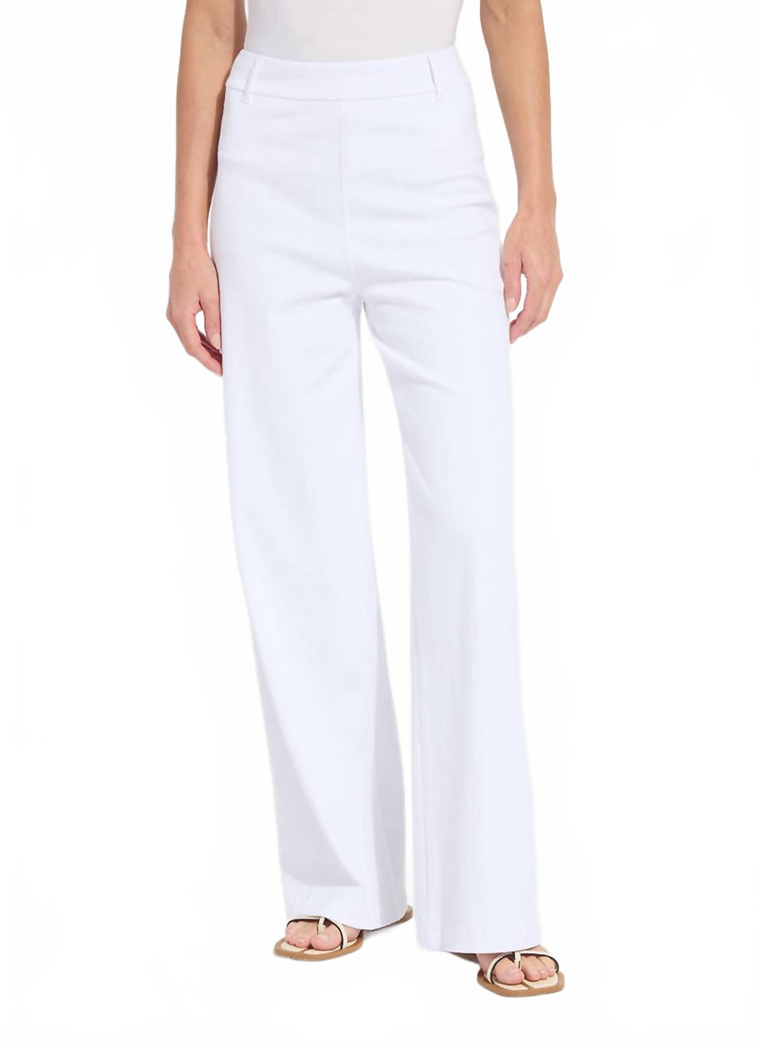 Erin Hi Waist Embroidered Denim Pant In White