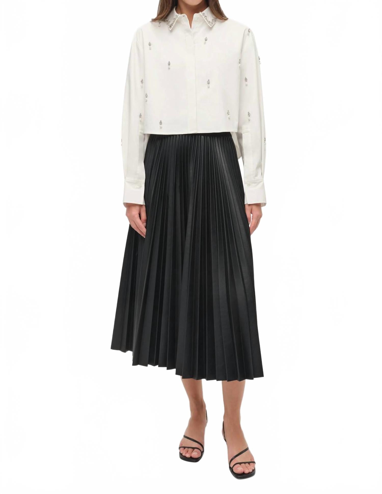 Renata Embellished Cotton Shirt In White