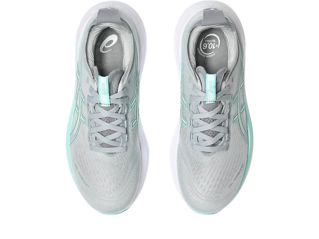 Women's Nimbus 27 Running Shoes In Piedmont Grey/illuminate Mint