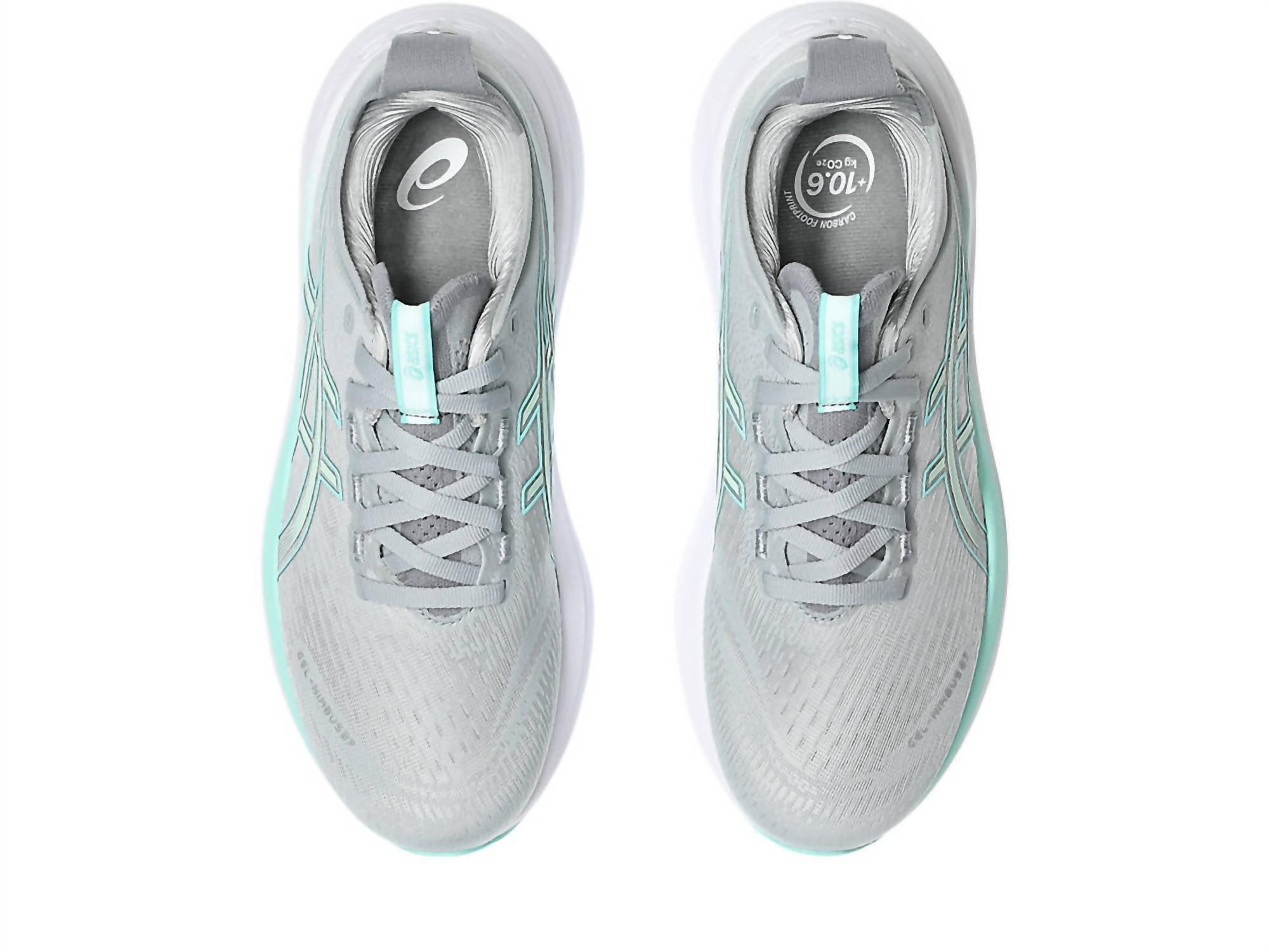 Women's Nimbus 27 Running Shoes In Piedmont Grey/illuminate Mint