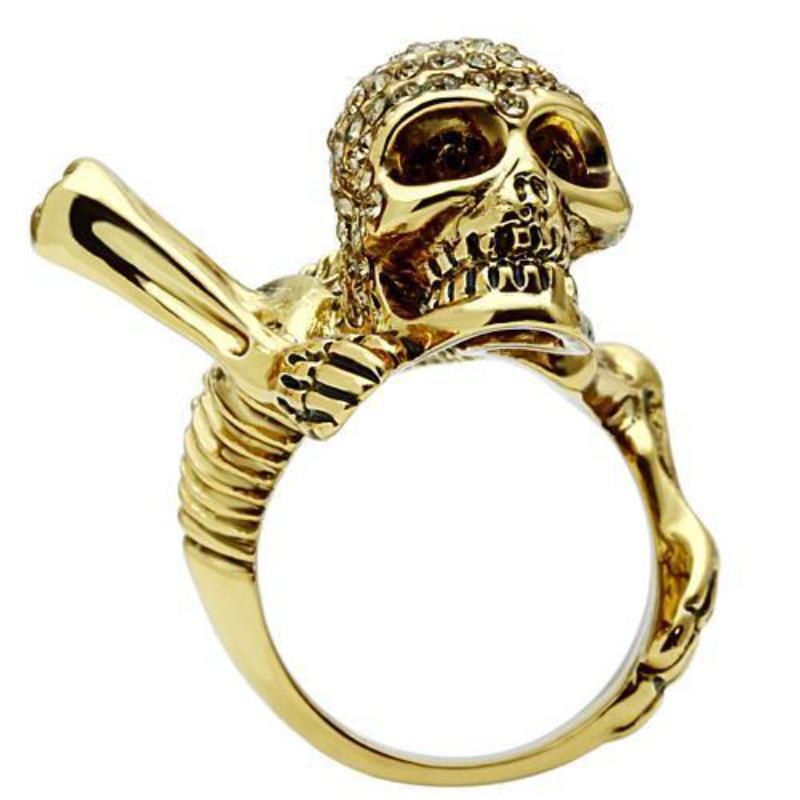Gold White Metal Ring with Top Grade Crystal in Citrine Yellow