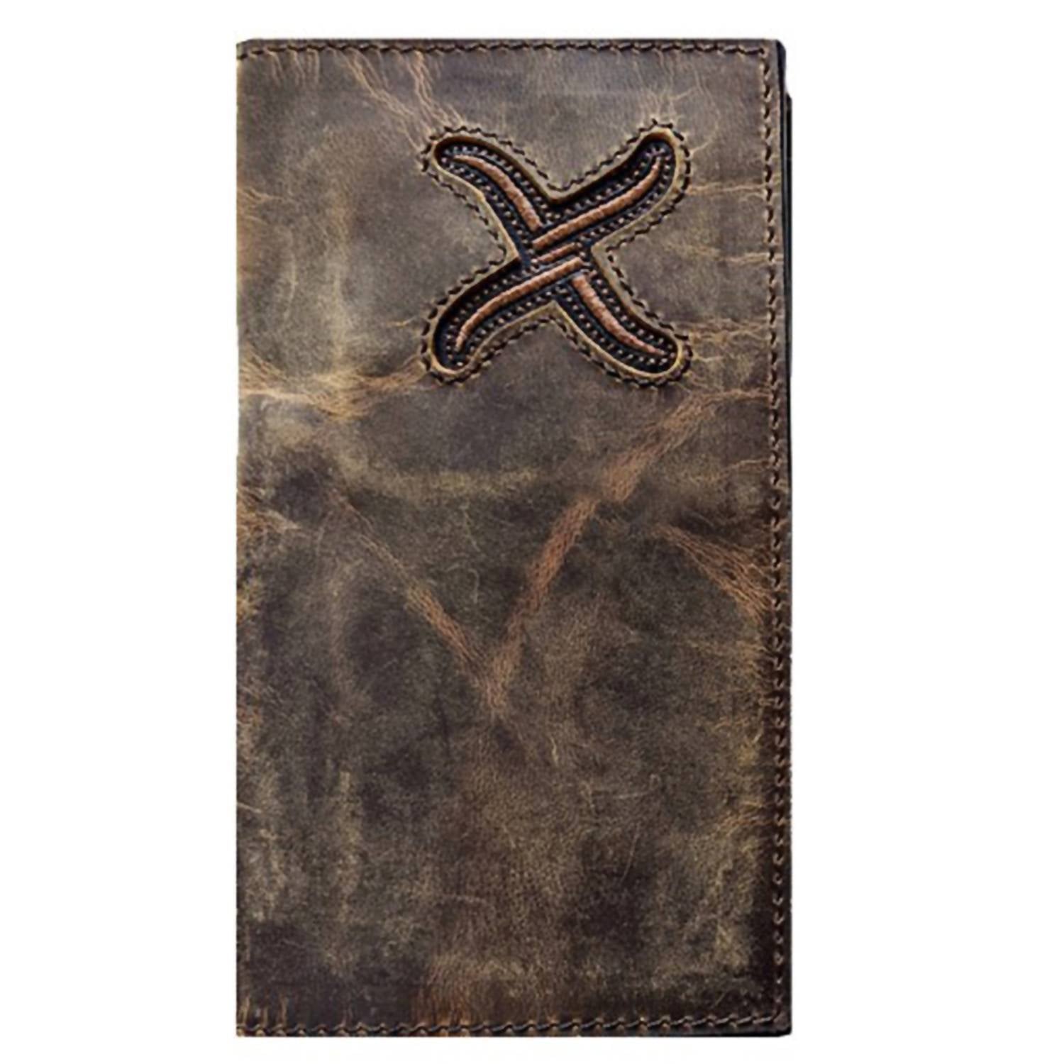 Distressed X Logo Rodeo Wallet In Brown Bomber