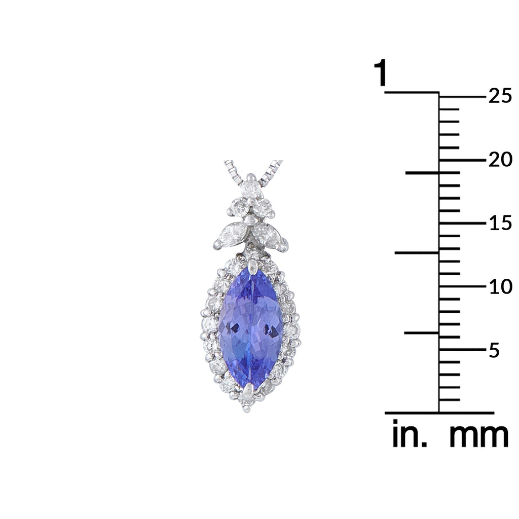 LB Exclusive Platinum 0.24ct Diamond and Tanzanite Pendant Necklace MF18-041326