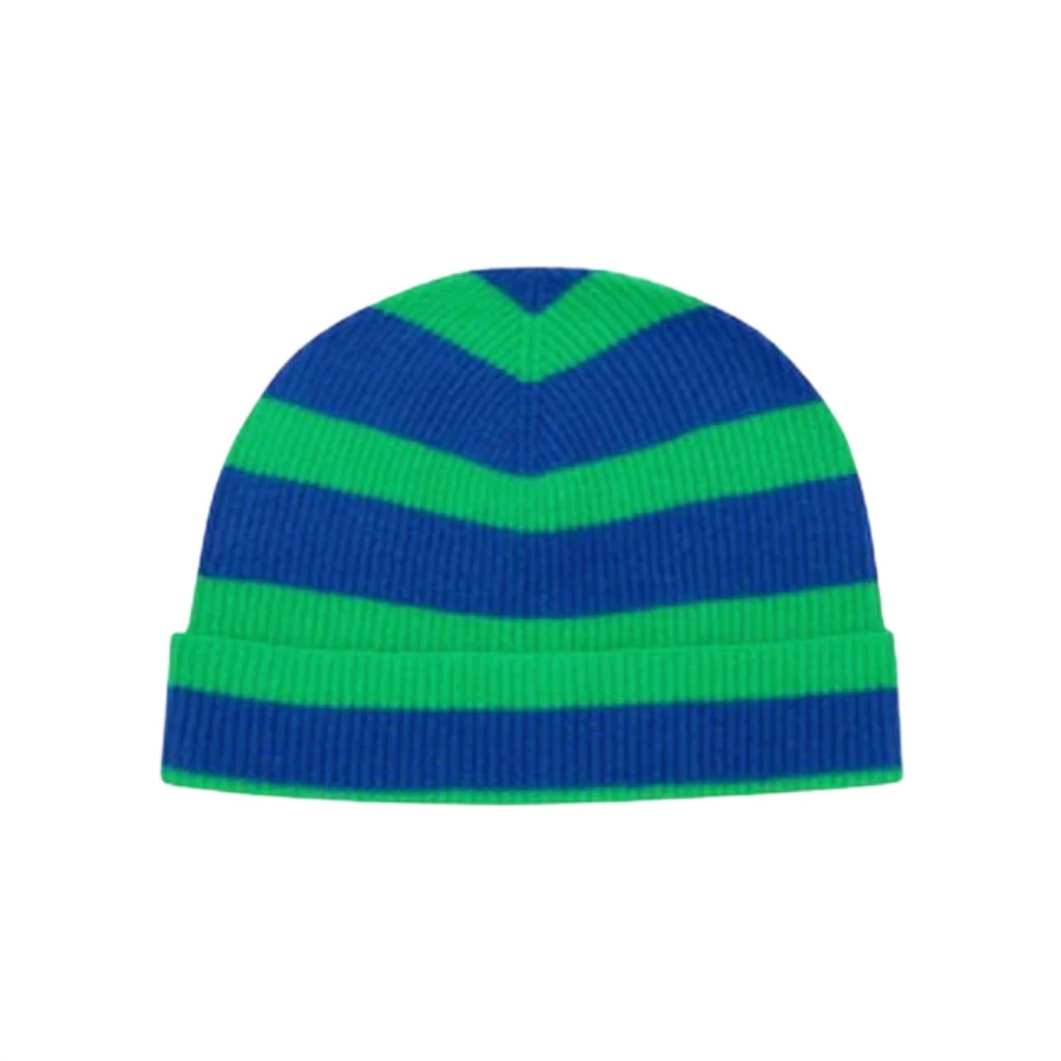 Stripe Turnback Hat In Bright Green Cobalt
