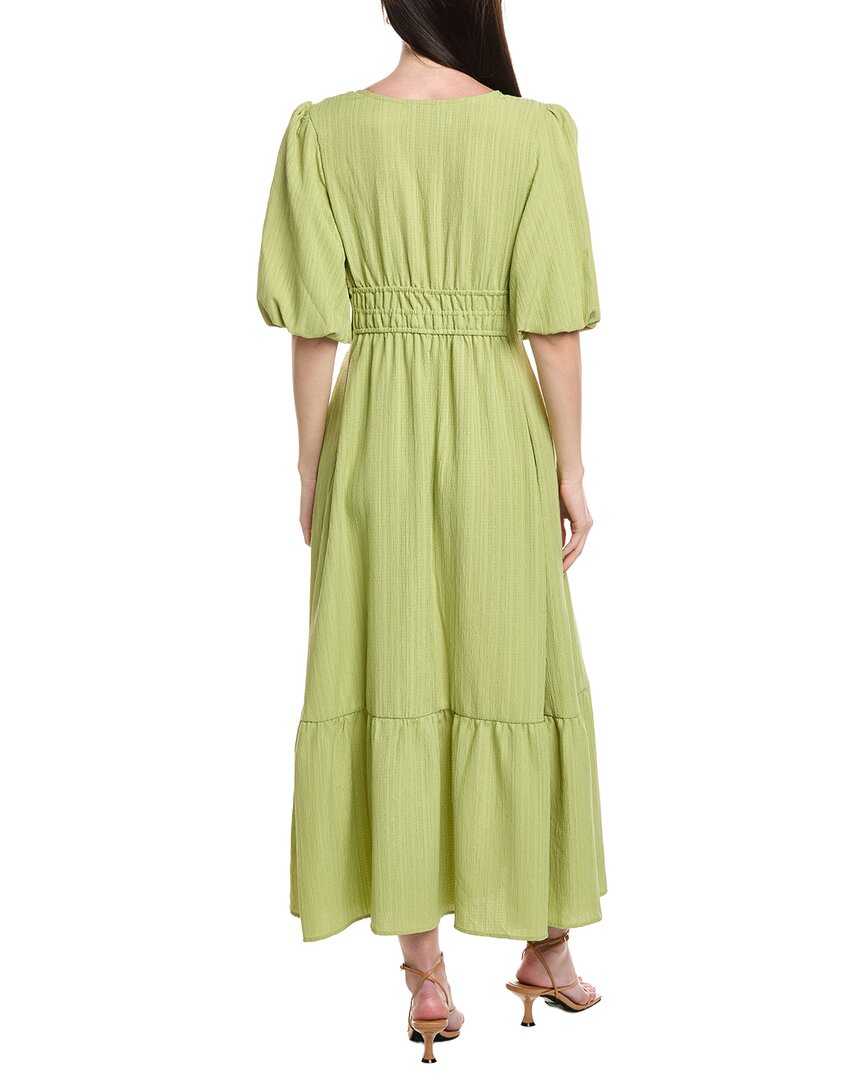 Maison Tara Wave Crepe Short Sleeve Midi Dress