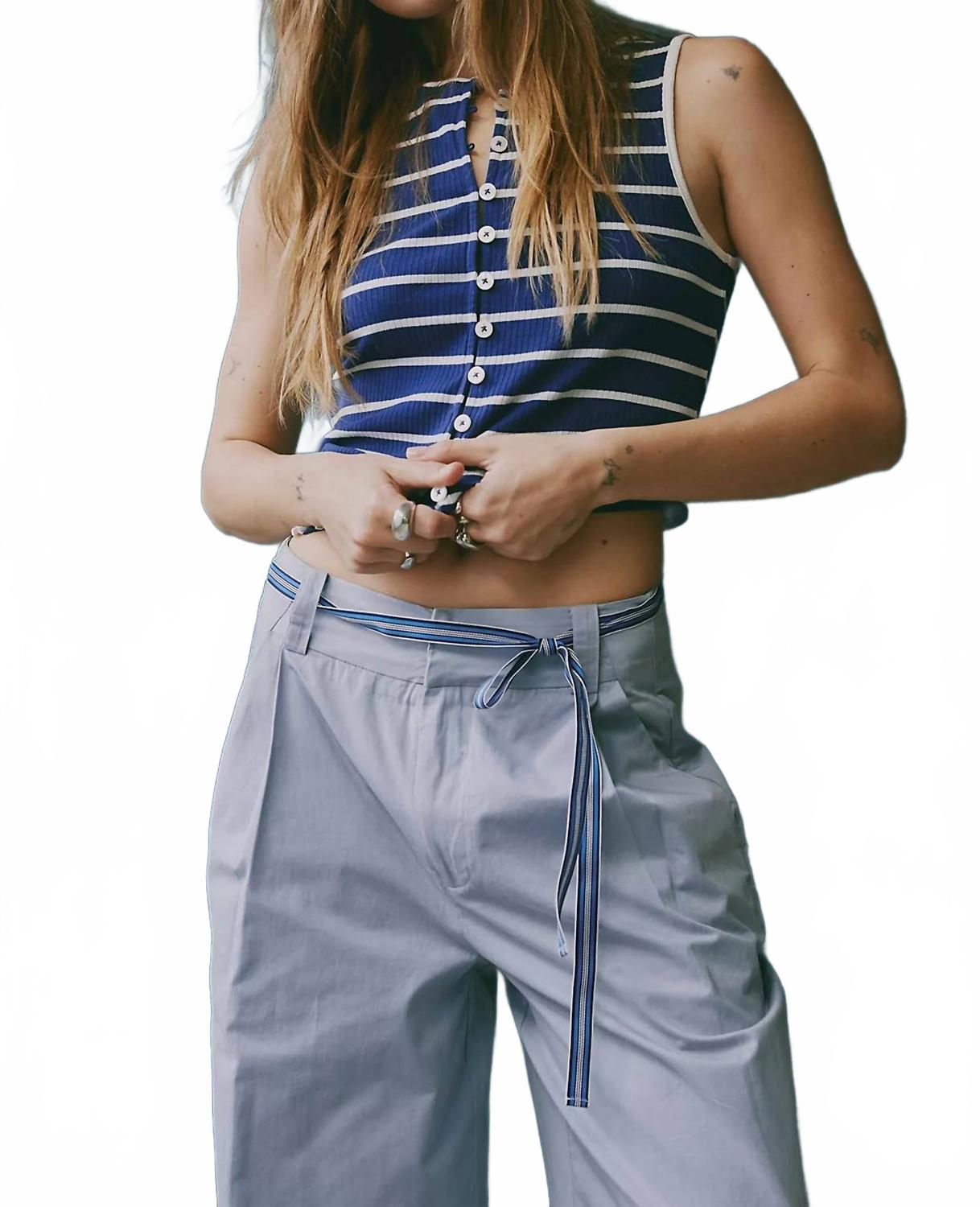 Tilly Striped Tank Vest In Navy