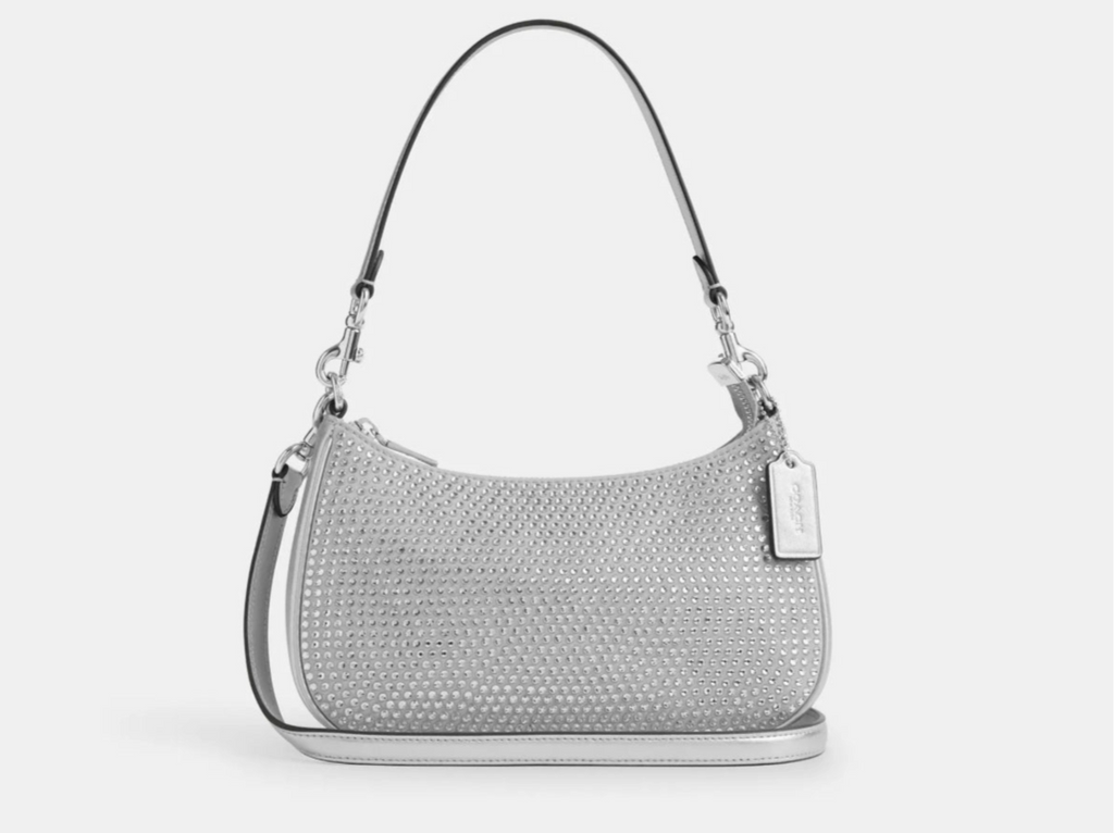 NWT Coach Teri Shoulder Bag With Crystal In Silver
