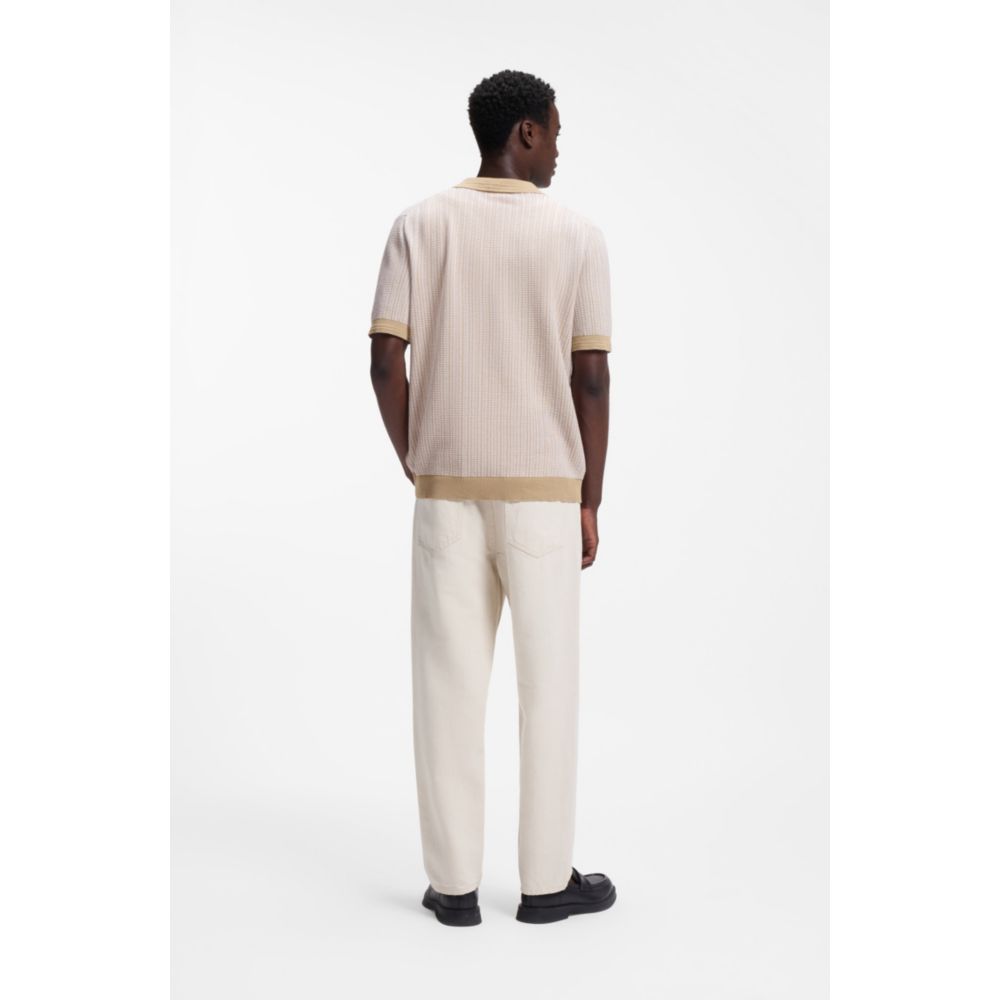 Johhny-collar sweater in cotton and linen