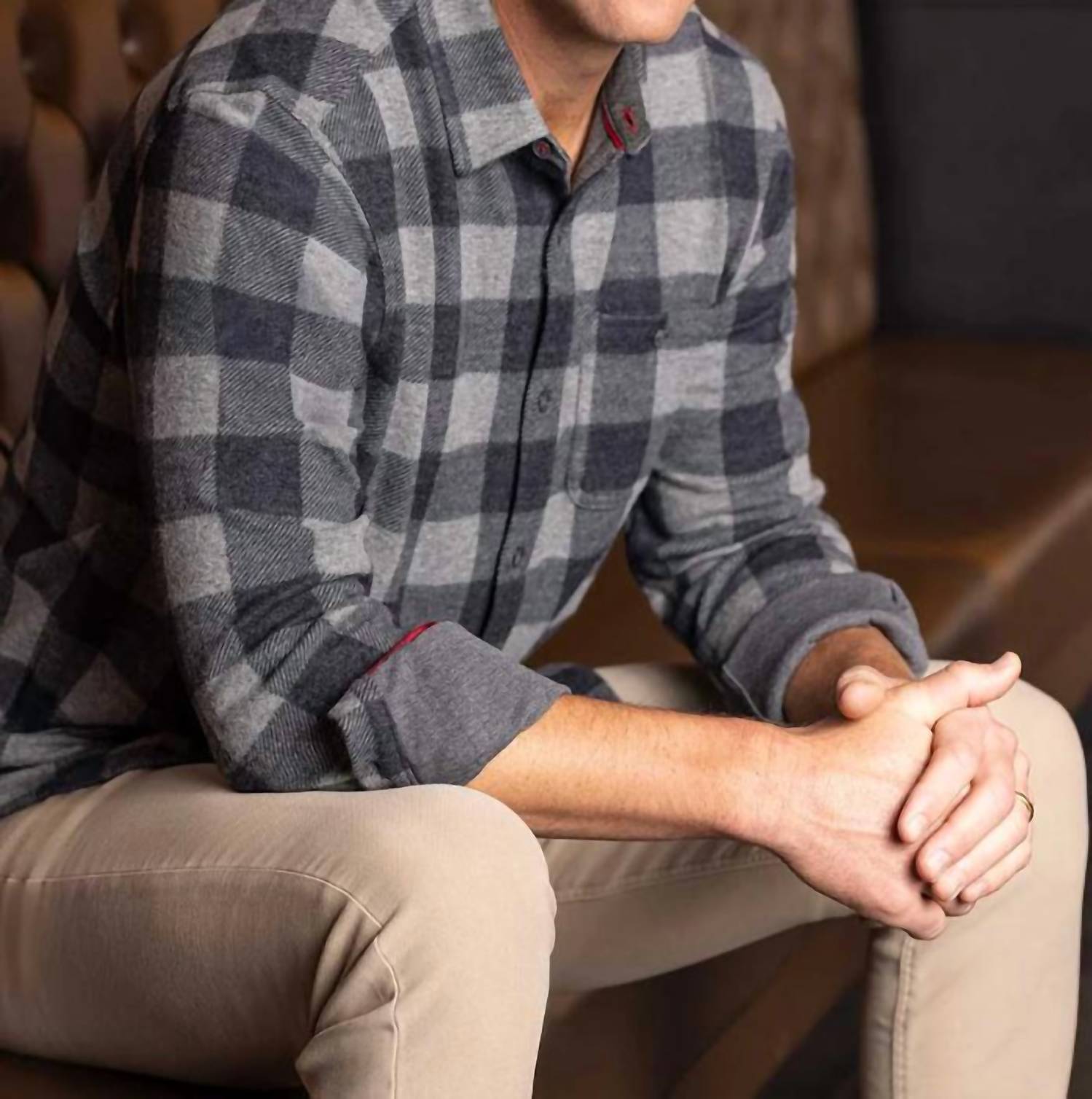 Hero Stretch Flannel Shirt In Navy/grey