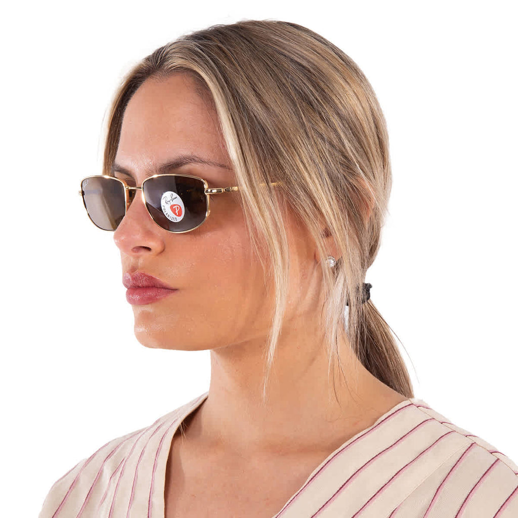 Ray Ban Polarized Brown Irregular Unisex Sunglasses RB3732 001/57 56