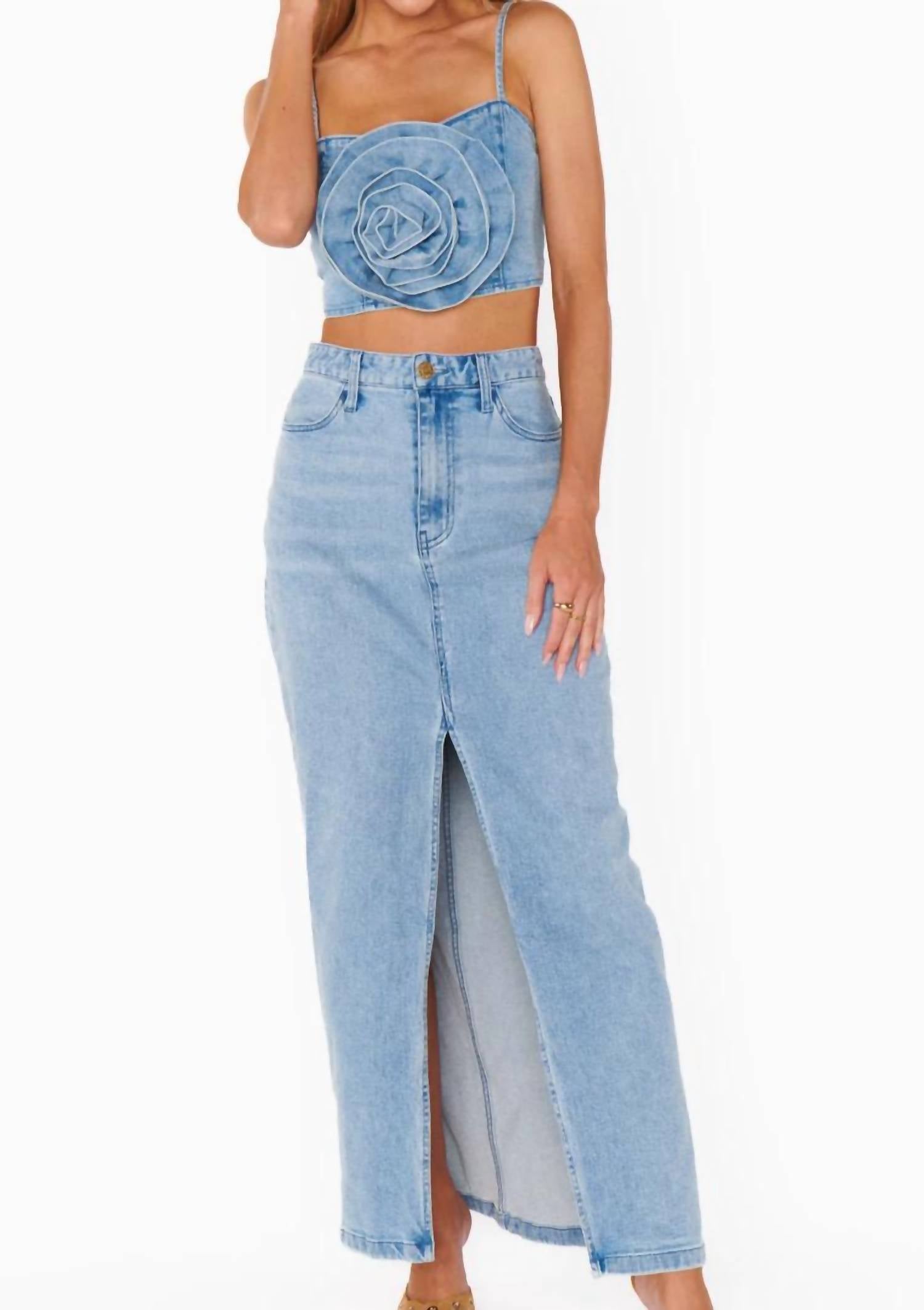 Mcentire Maxi Skirt In Stone Blue