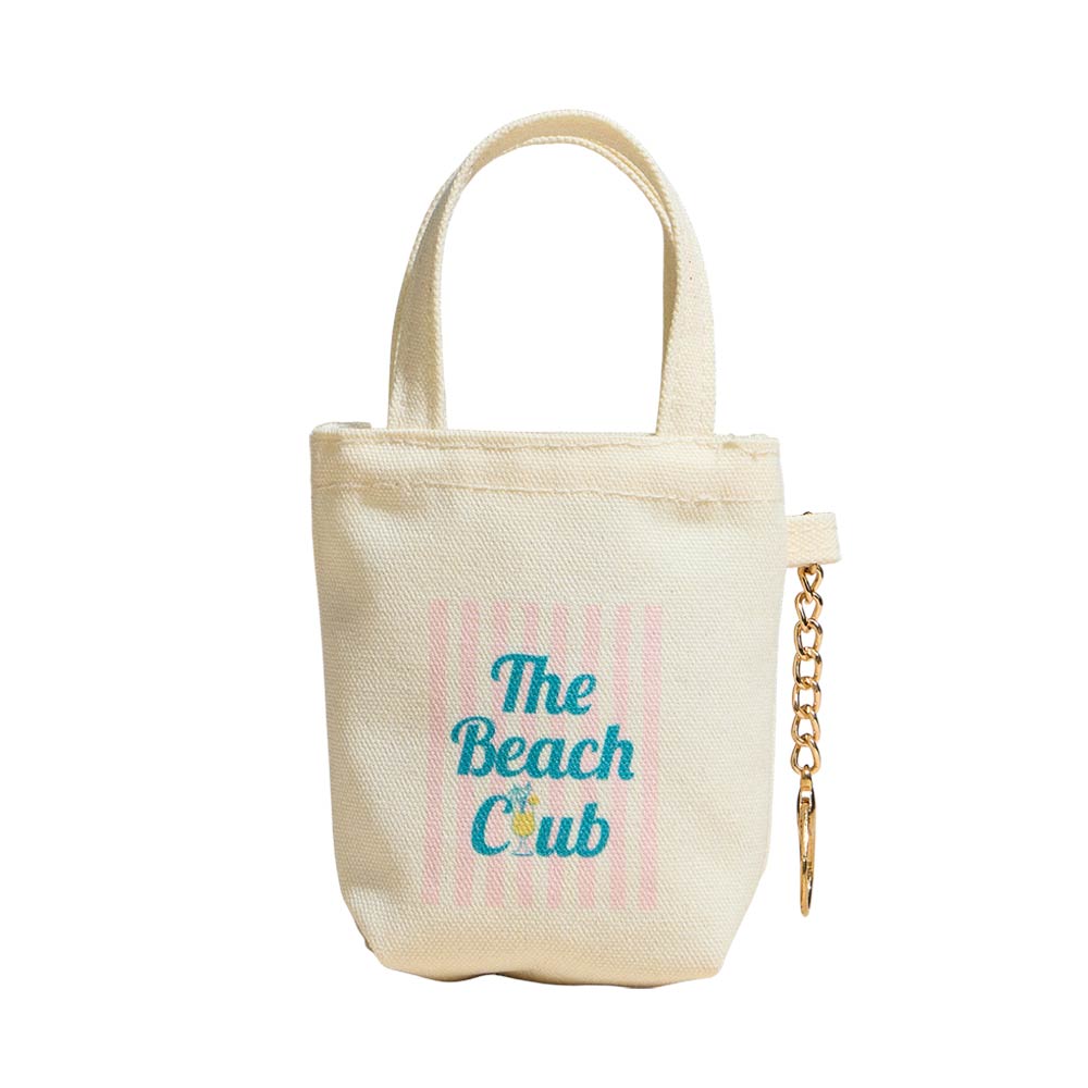 THE BEACH CLUB Message Print Keychain Mini Tote Bag