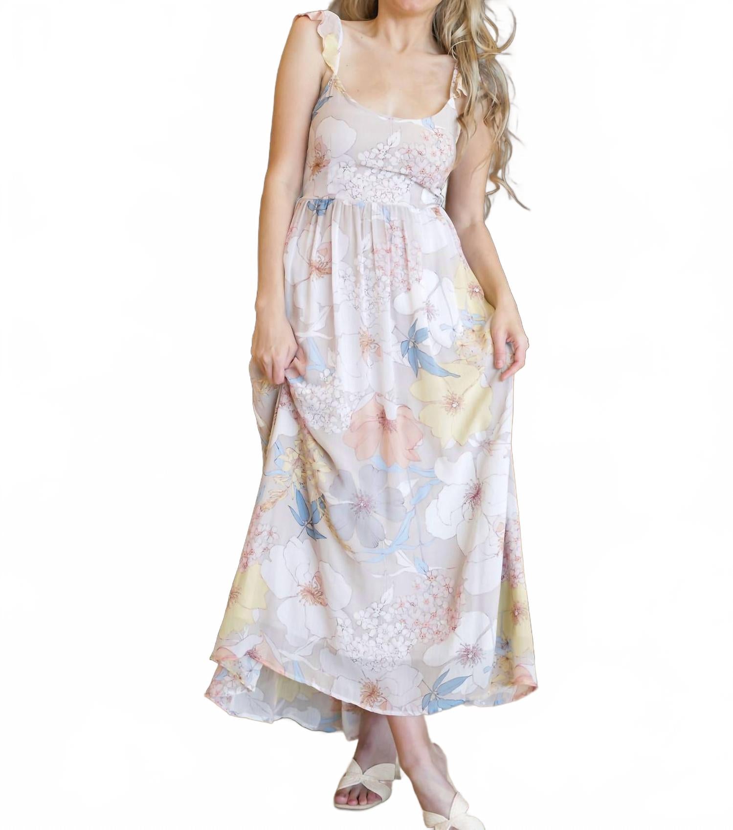 Sophia Ruffled Straps Dress In Multi