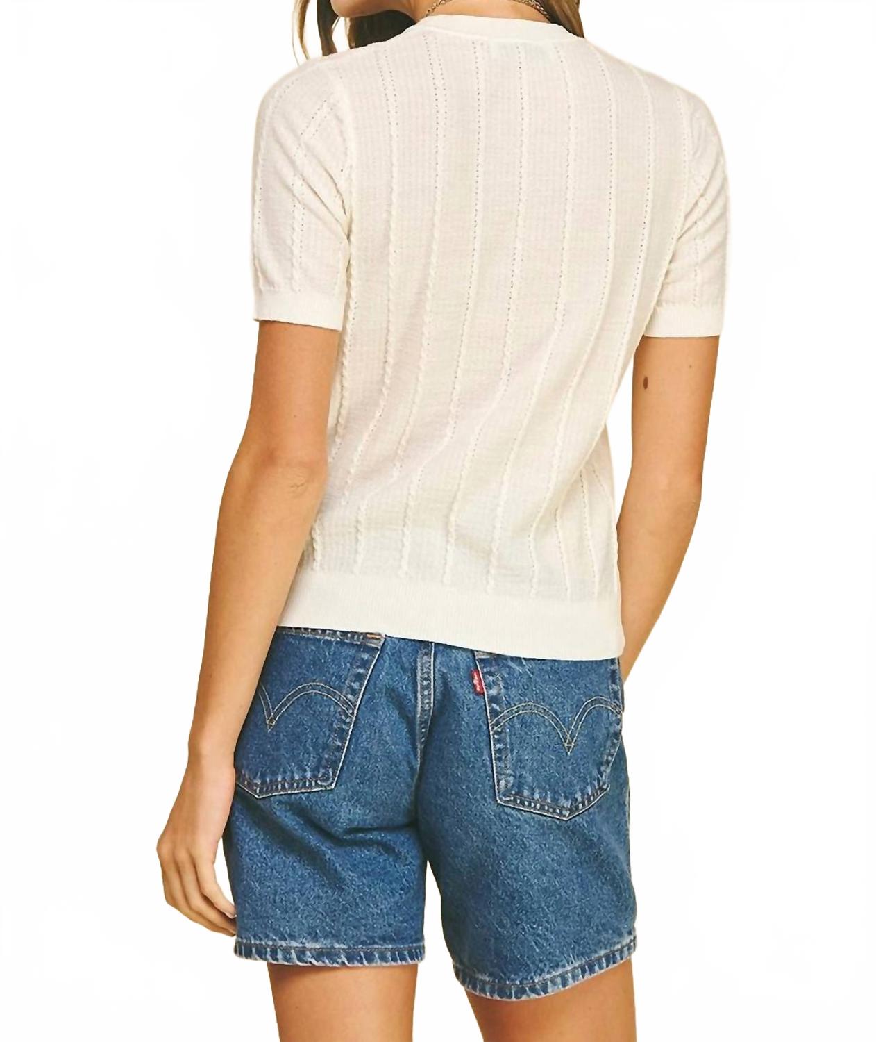 Seaside Embroidered Knit Sweater In White