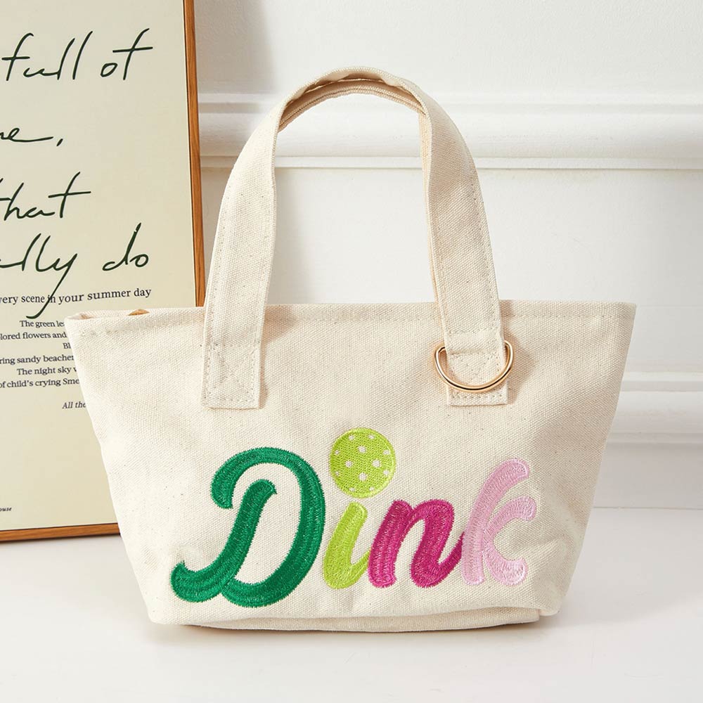 DINK Letter Embroidered Small Canvas Tote Bag