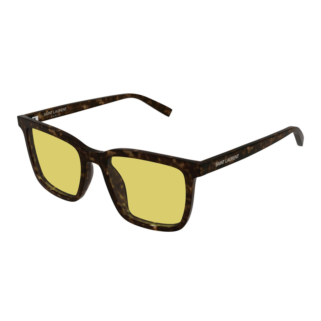 Square Frame Sunglasses In Tortoiseshell With Yellow Lenses