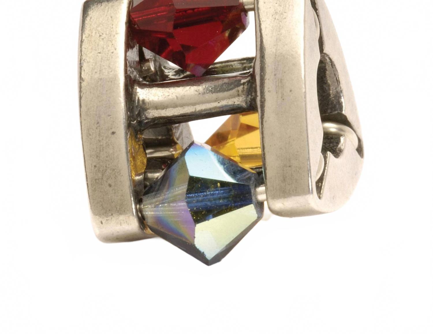Women's Winter Jewel Big Bead Charm In Silver. Yellow/ Blue/ Red