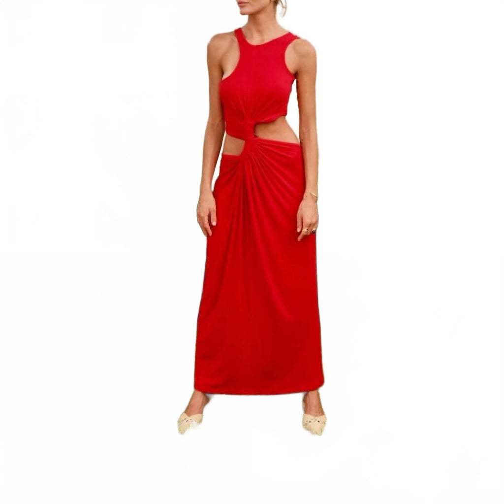Cutout Twist Maxi Dress In Red