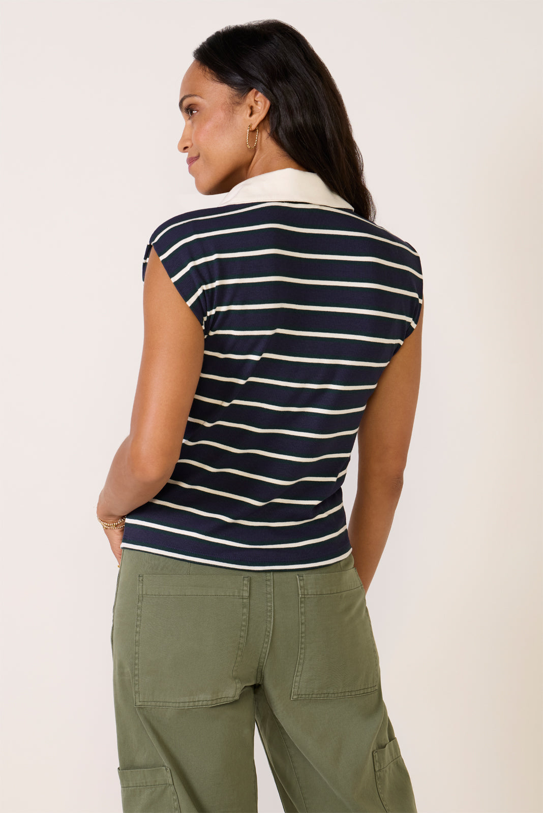 Women's Ester Stripe Polo Top