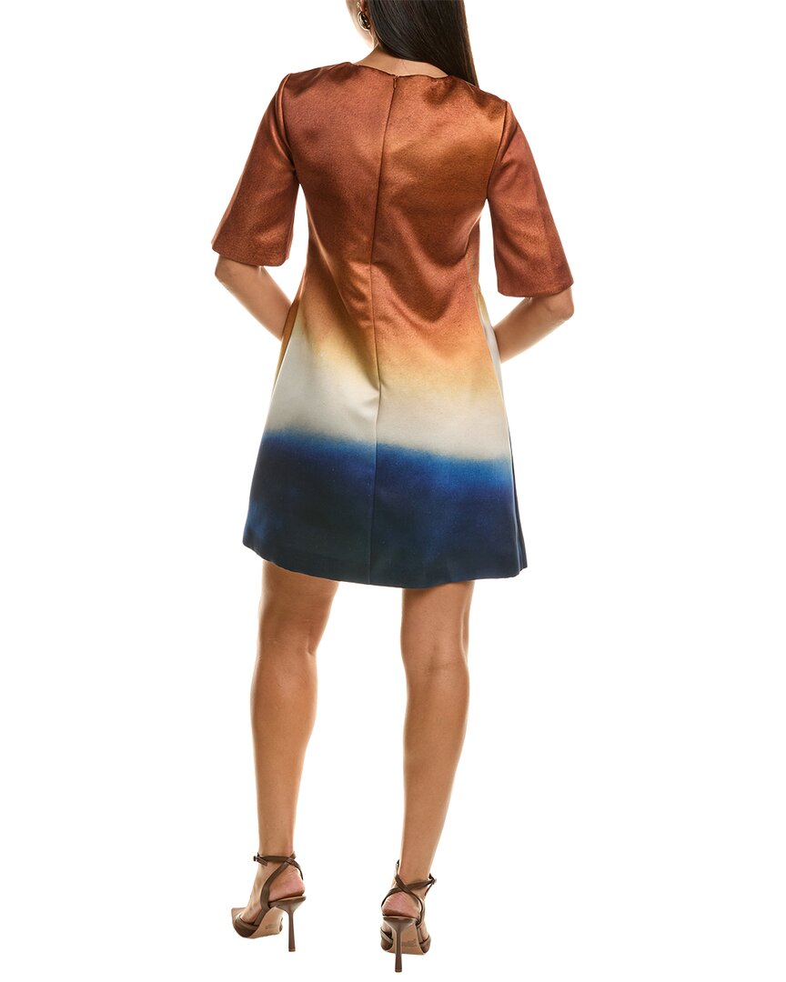 Oscar de la Renta Abstract Ombre Silk-Lined Shift Dress