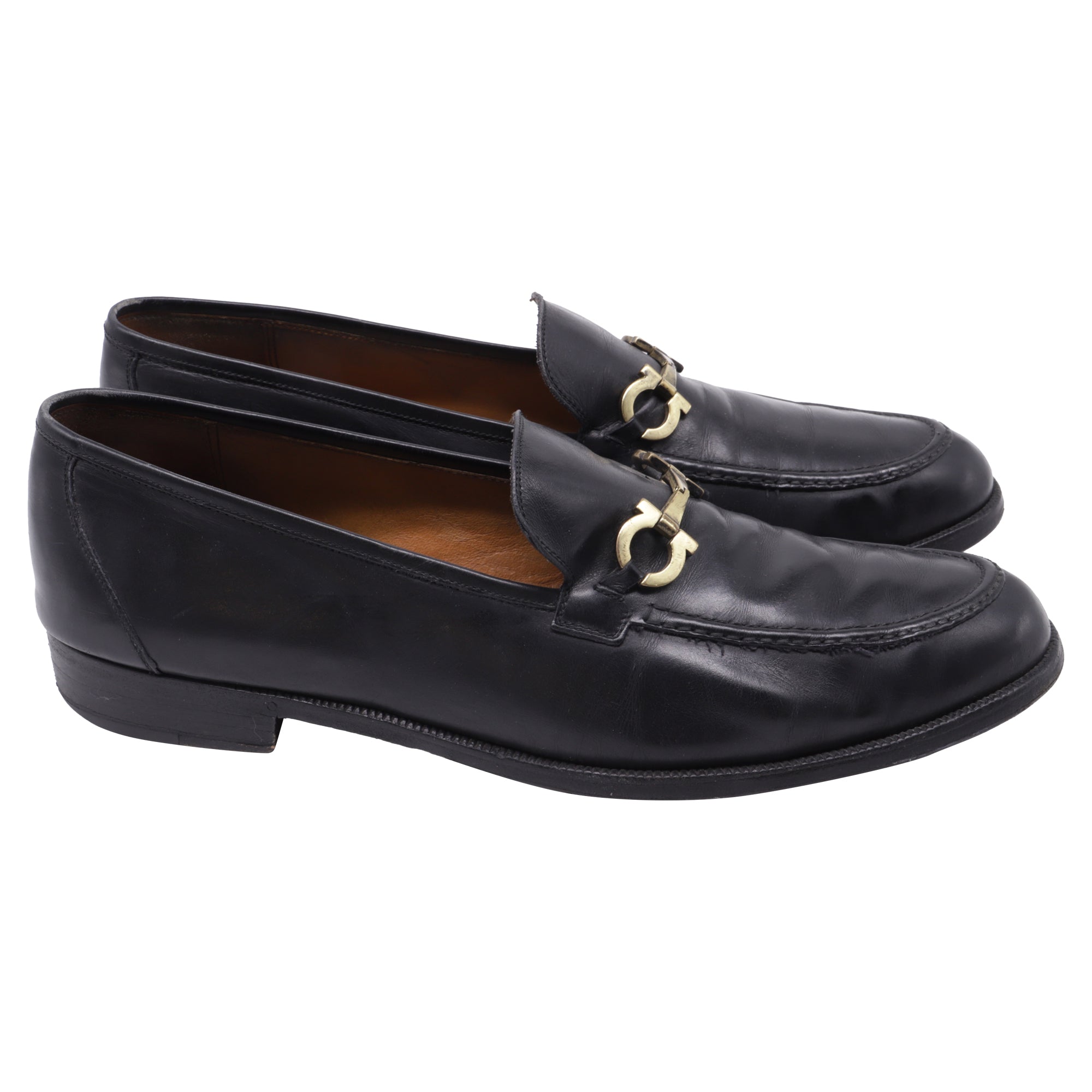 Salvatore Ferragamo Gancini Loafers in Black Leather