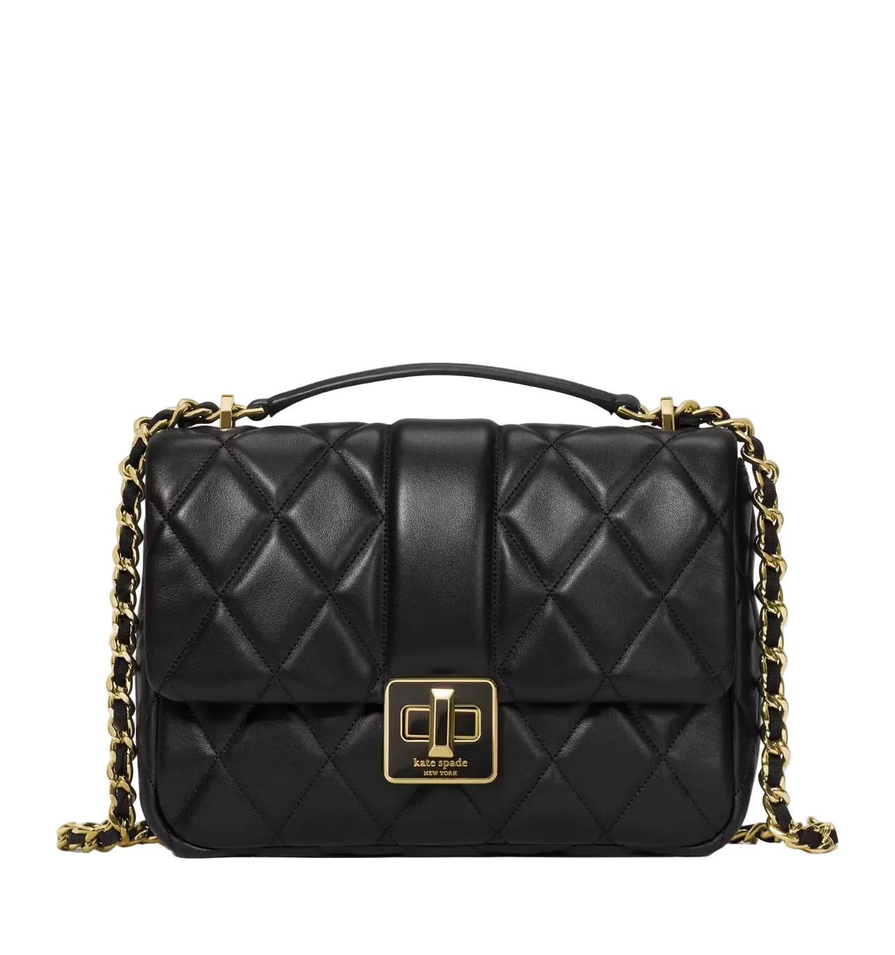 NWT Kate Spade Carey Quilted Leather Small Flap Crossbody Bag In Black