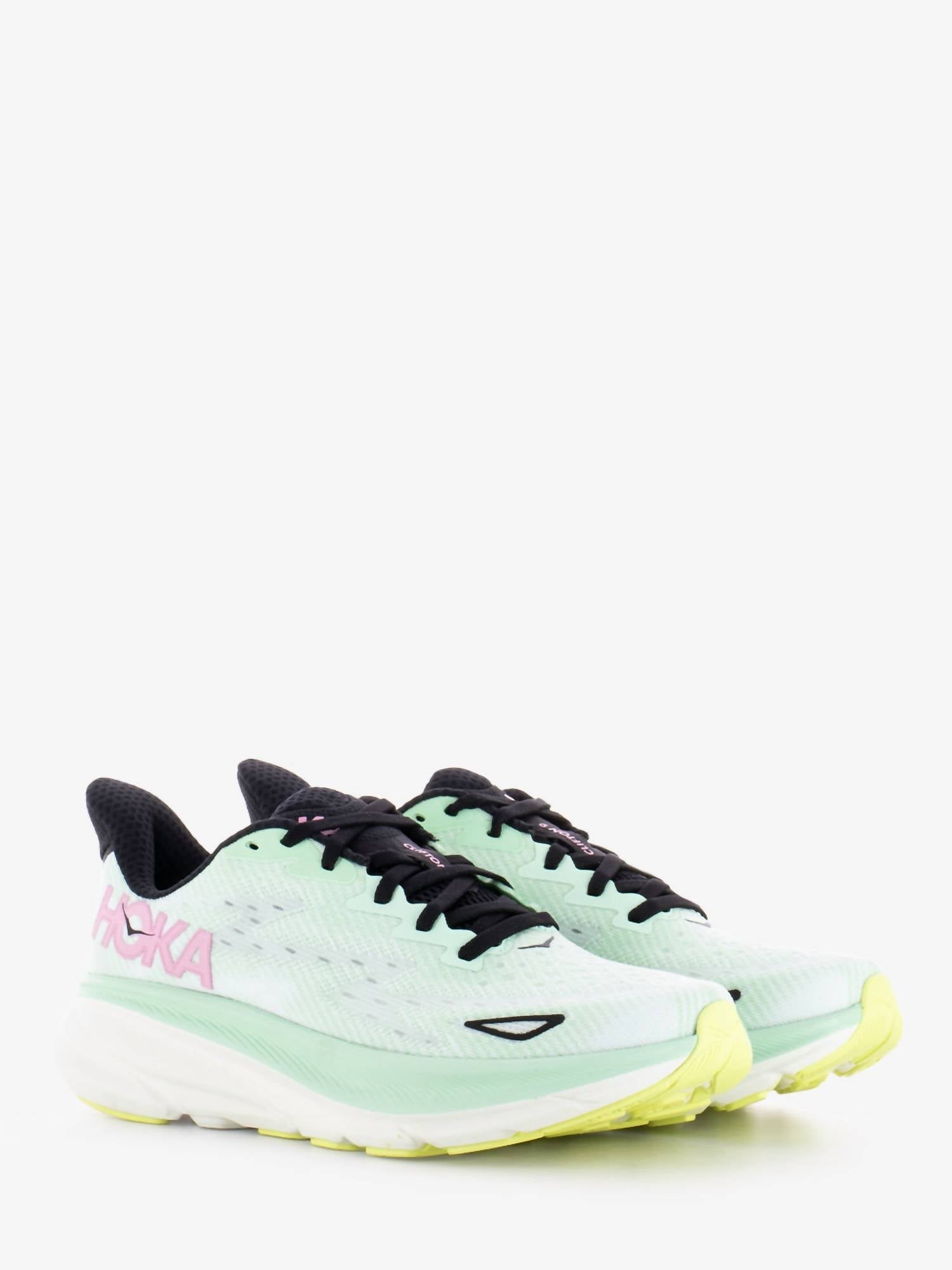 Women's Clifton 9 Running Shoes In Mint Fluoriten Snow Melt