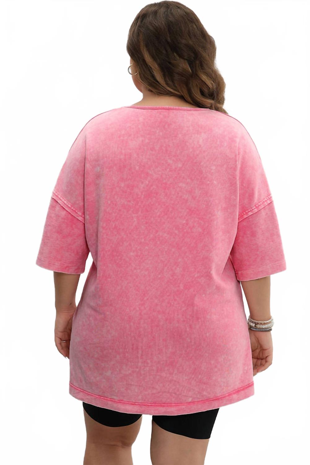 Solid Drop Sleeve Washed Tee In Pink